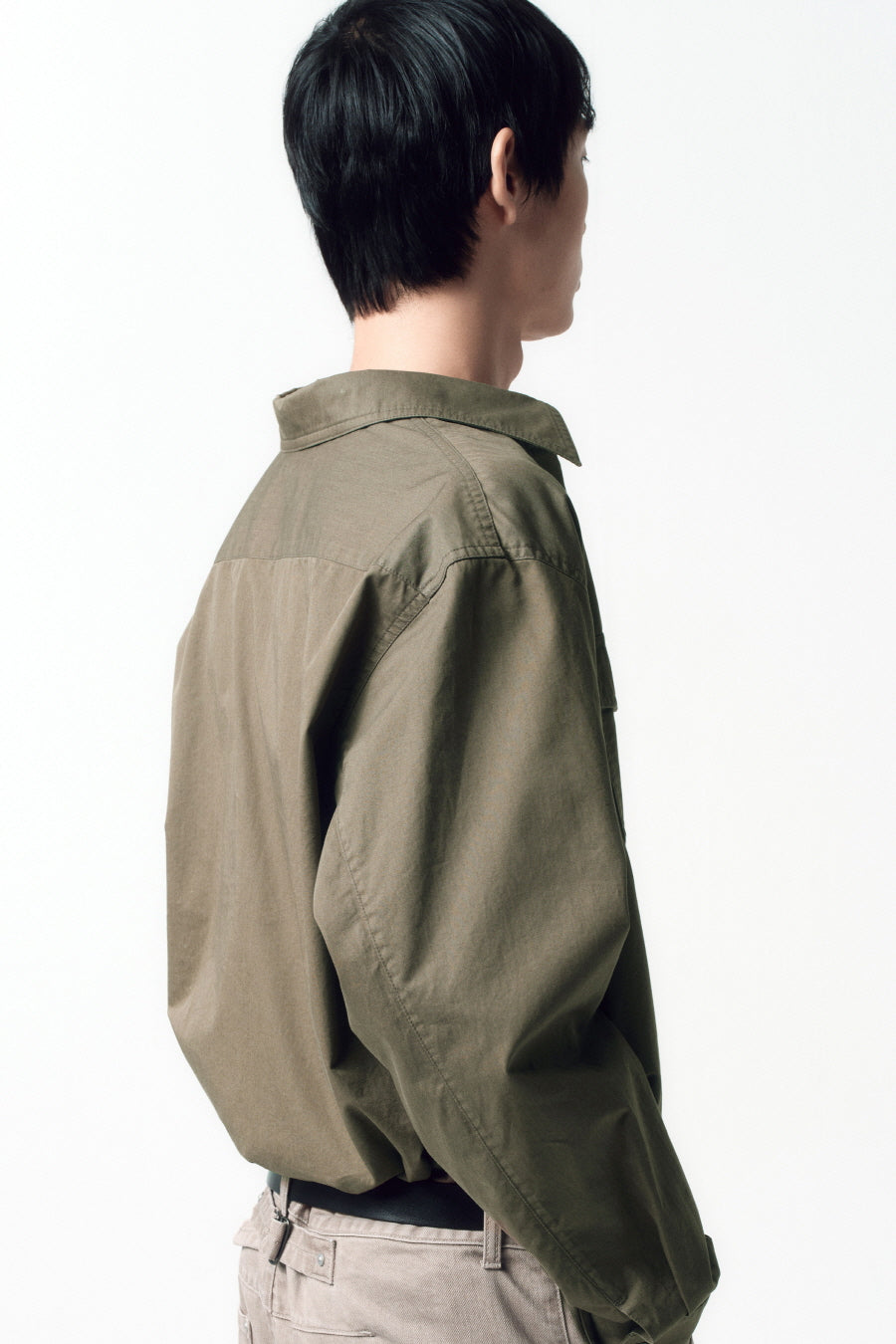Insilence - Washed Cotton CPO Shirt (Washed Olive) product image 4 | TRAB K-Fashion Australia