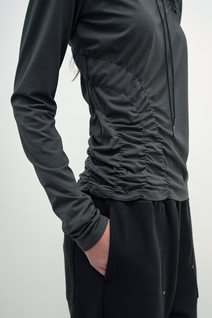 Insilence - Shirred High-Neck Top (Charcoal) product image 6 | TRAB K-Fashion Australia
