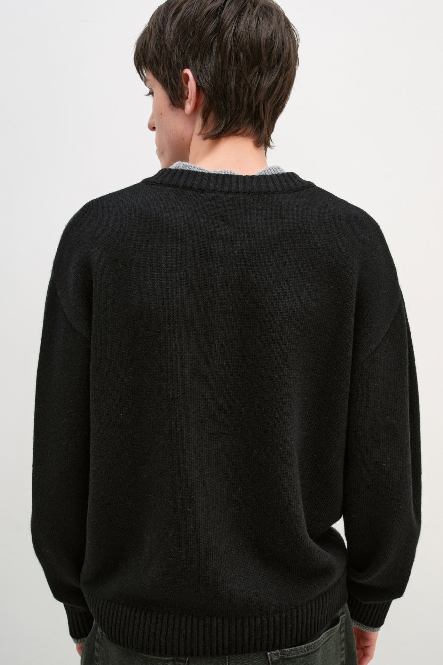Insilence - Double-layered Henley Neck Knit (Black) product image 6 | TRAB K-Fashion Australia