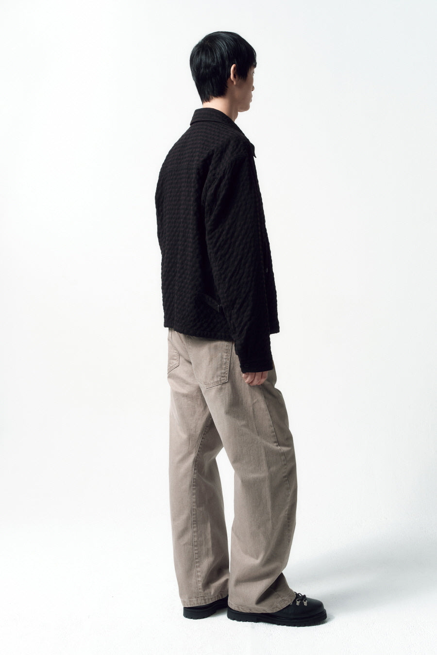 Insilence - Wrinkle Check Zip-up Jacket (Brown) product image 5 | TRAB K-Fashion Australia