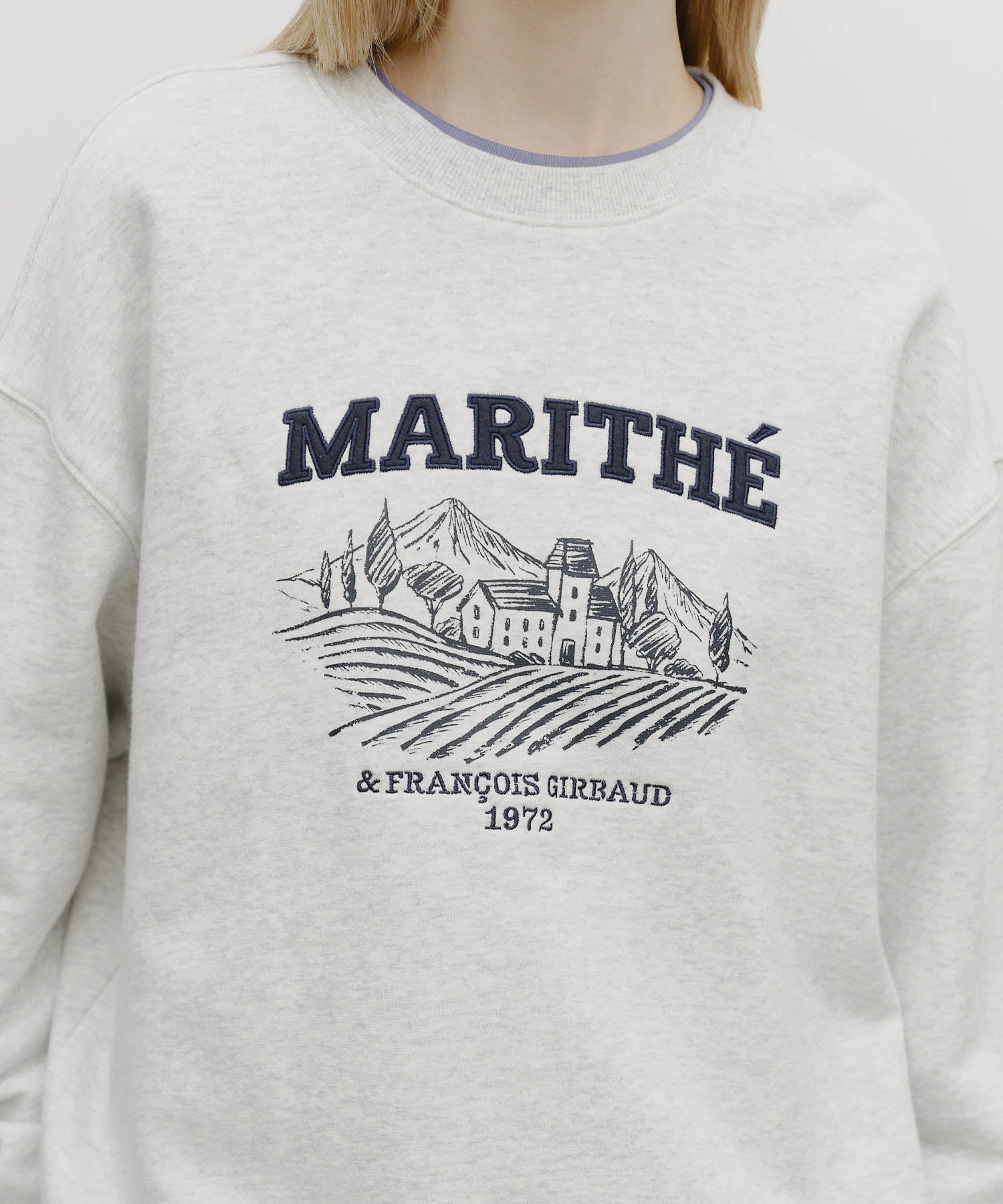 Marithe & Francois Girbaud - Winery Applique Logo Over Fit Sweatshirt (Light Heather Gray) product image 4 | TRAB K-Fashion Australia