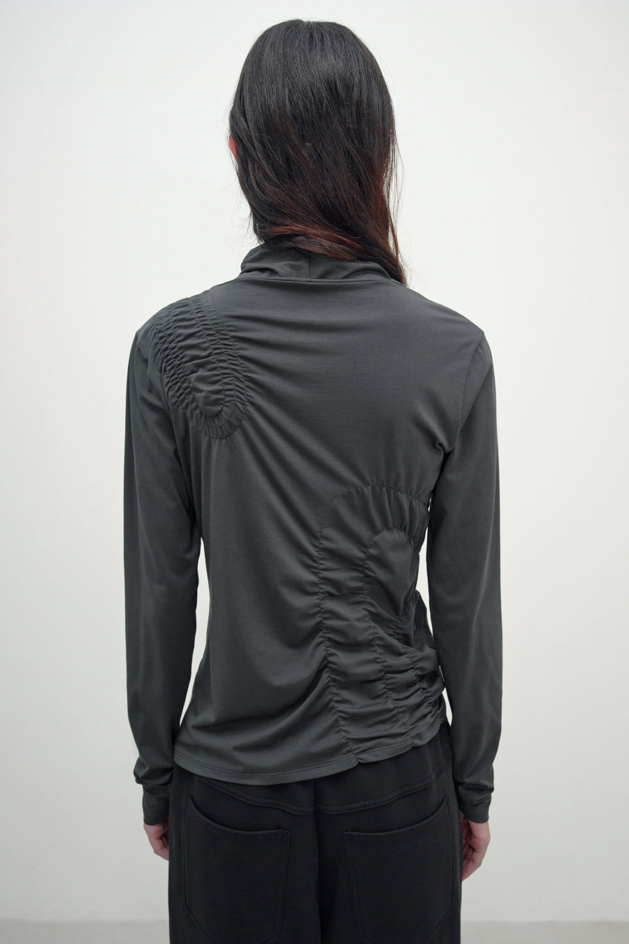 Insilence - Shirred High-Neck Top (Charcoal) product image 5 | TRAB K-Fashion Australia
