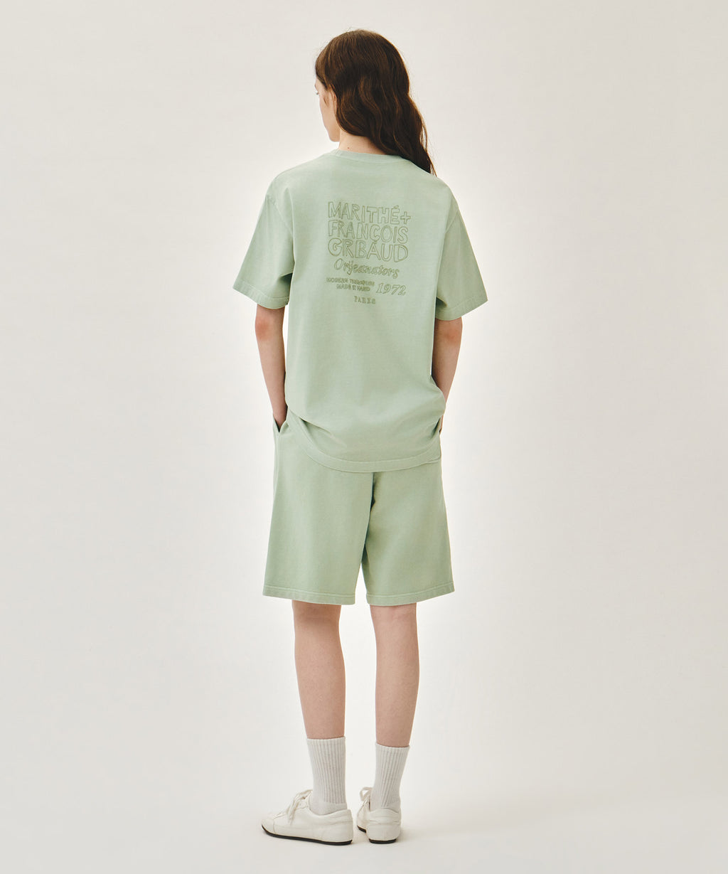 Marithe & Francois Girbaud - Outline Classic Logo Dyeing Bermuda Sweat Shorts (Mint) product image 4 | TRAB K-Fashion Australia