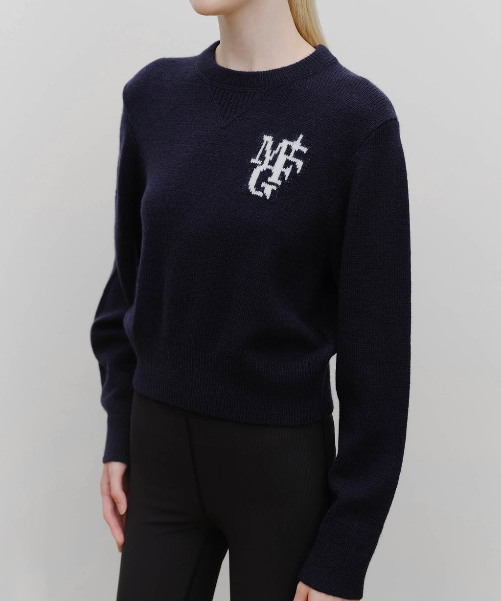 Marithe & Francois Girbaud - Marithe Sport W M+fg Logo Crop Pullover (Navy) product image 4 | TRAB K-Fashion Australia
