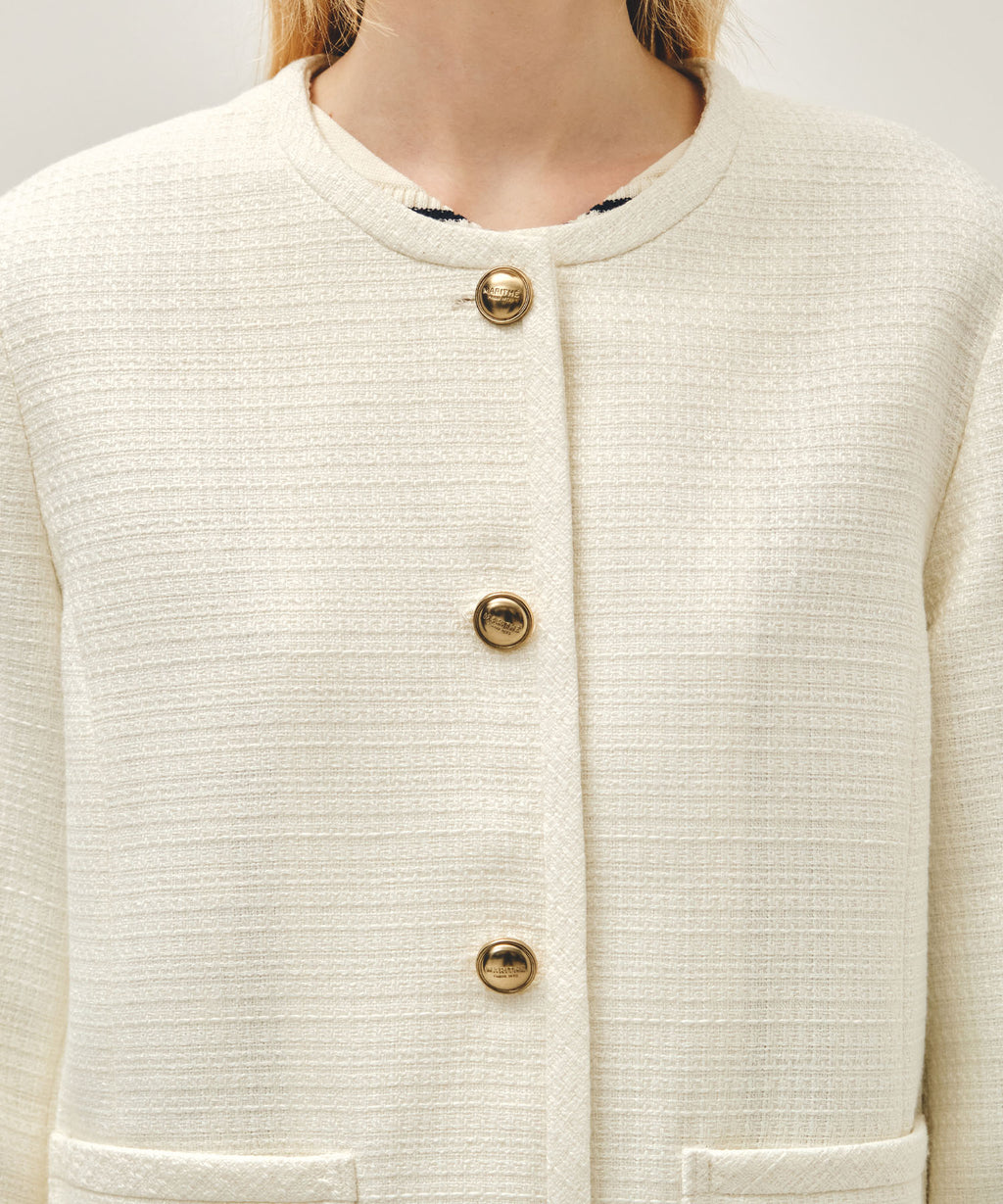 Marithe & Francois Girbaud - Tweed Round Neck Jacket (Ivory) product image 4 | TRAB K-Fashion Australia