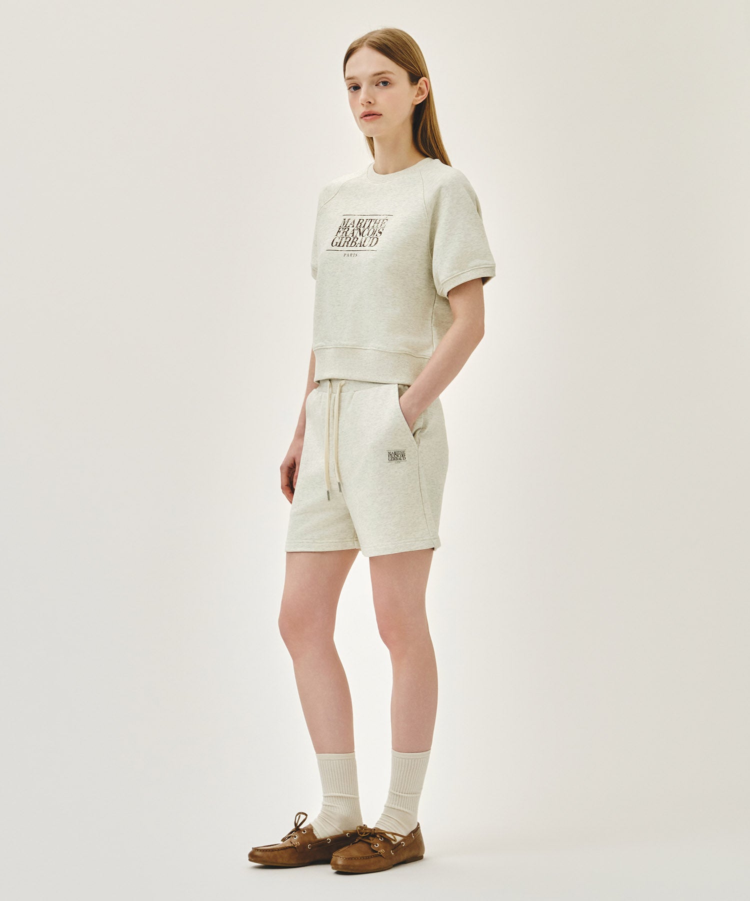 Marithe & Francois Girbaud - Vintage Classic Logo Sweat Shorts (Oatmeal) product image 4 | TRAB K-Fashion Australia