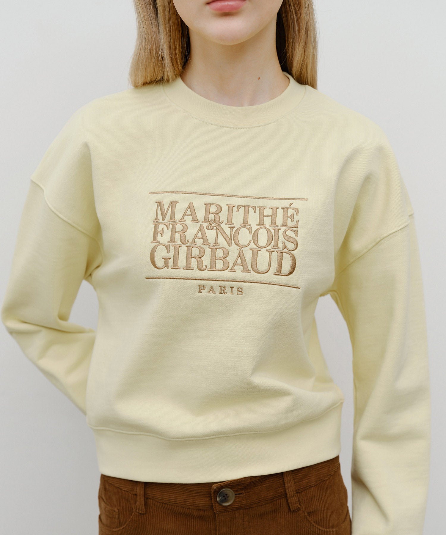 Marithe & Francois Girbaud - Classic Logo Crop Sweatshirt (Light Yellow) product image 4 | TRAB K-Fashion Australia