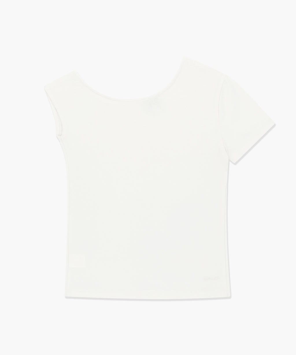 Marithe & Francois Girbaud - Small Classic Logo One Shoulder Layered Tee (Ivory) product image 4 | TRAB K-Fashion Australia