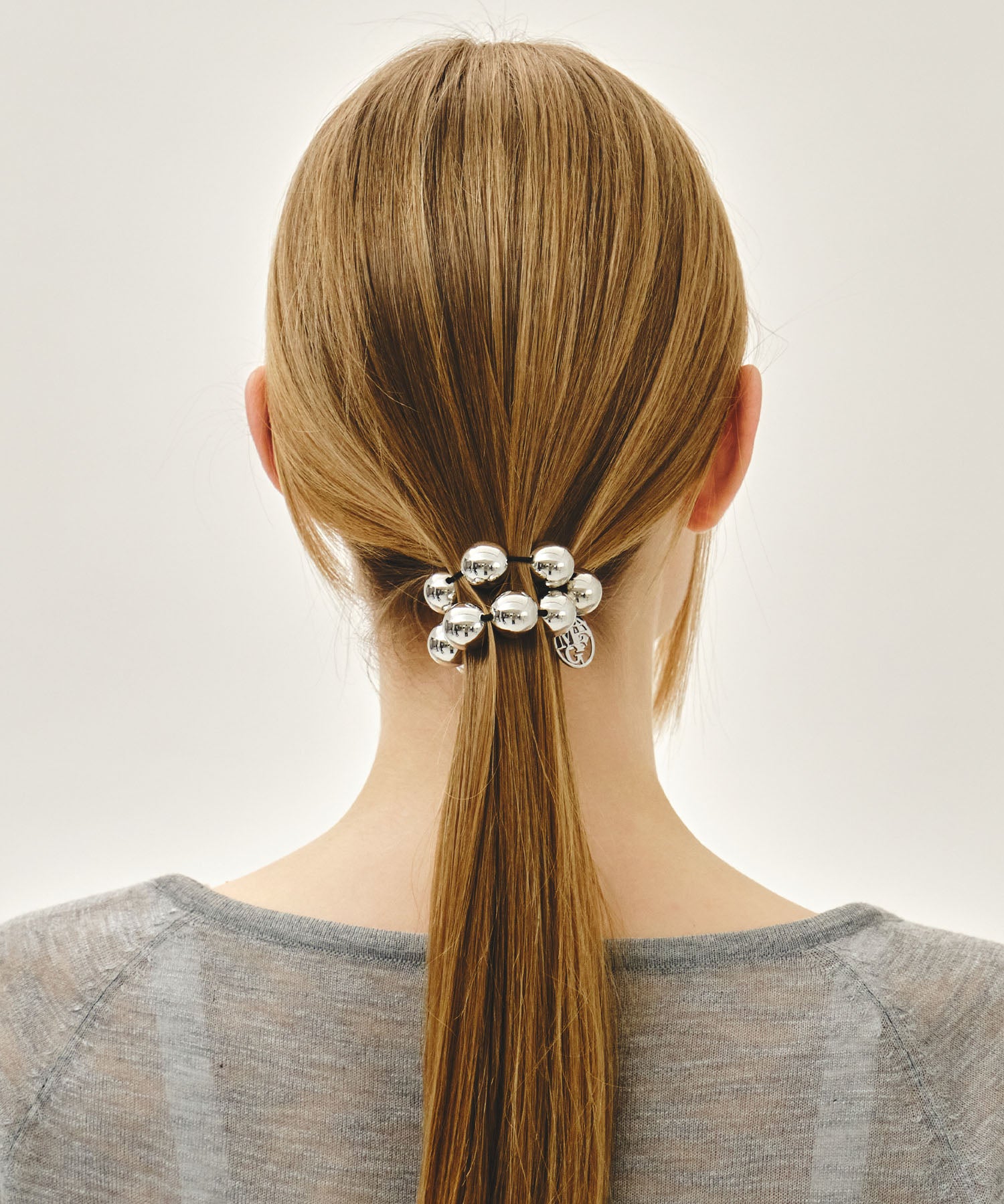 Marithe & Francois Girbaud - Pearl Silver Ball Scrunchie (Silver) product image 4 | TRAB K-Fashion Australia
