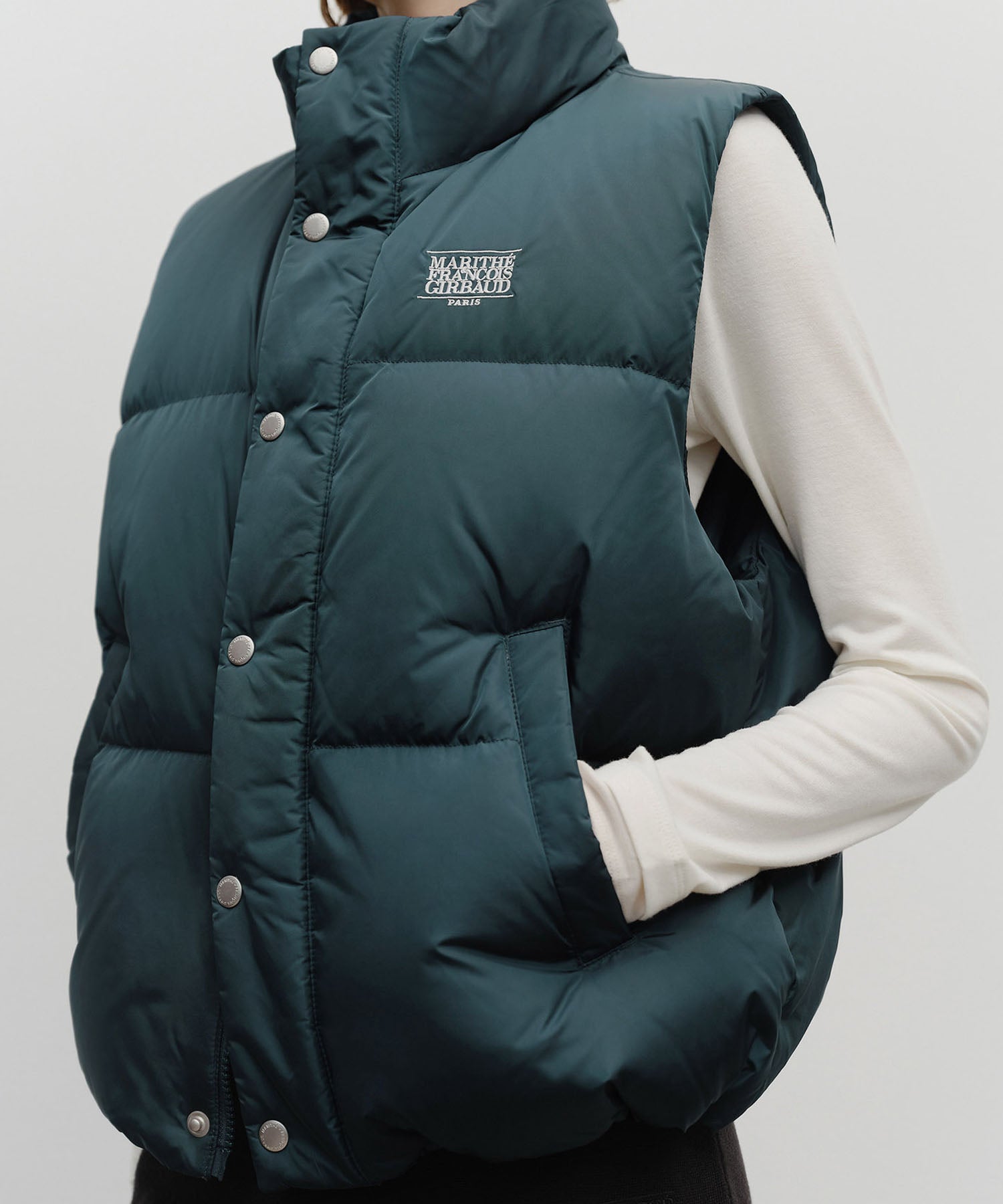 Marithe & Francois Girbaud - Classic Logo Down Vest (Dark Teal) product image 4 | TRAB K-Fashion Australia