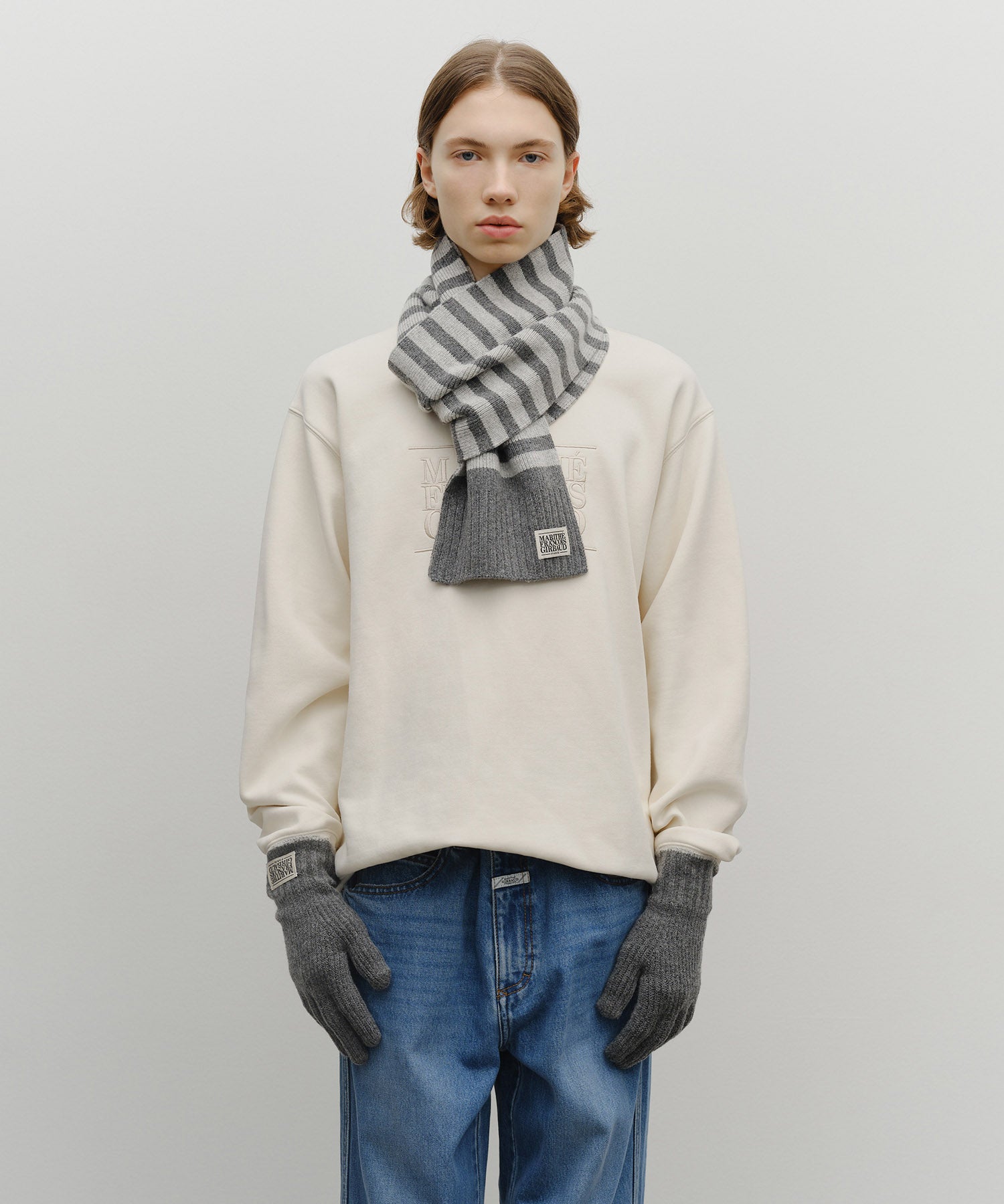 Marithe & Francois Girbaud - Classic Logo Muffler (Melange Gray) product image 4 | TRAB K-Fashion Australia