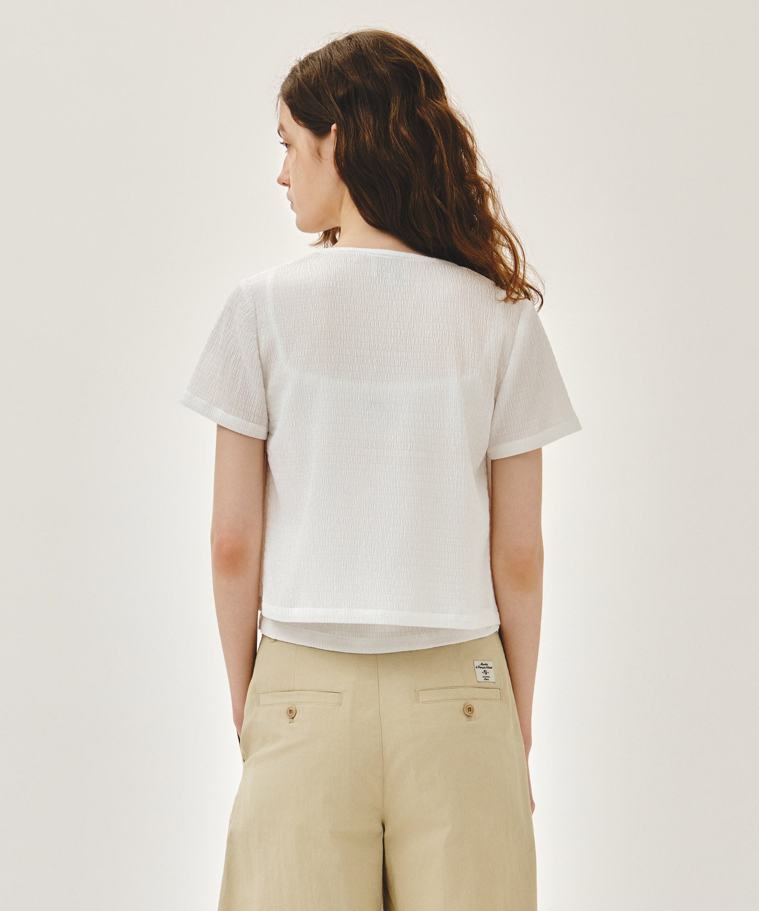Marithe & Francois Girbaud - Crinkle Sleeveless + Cardigan Set (White) product image 4 | TRAB K-Fashion Australia