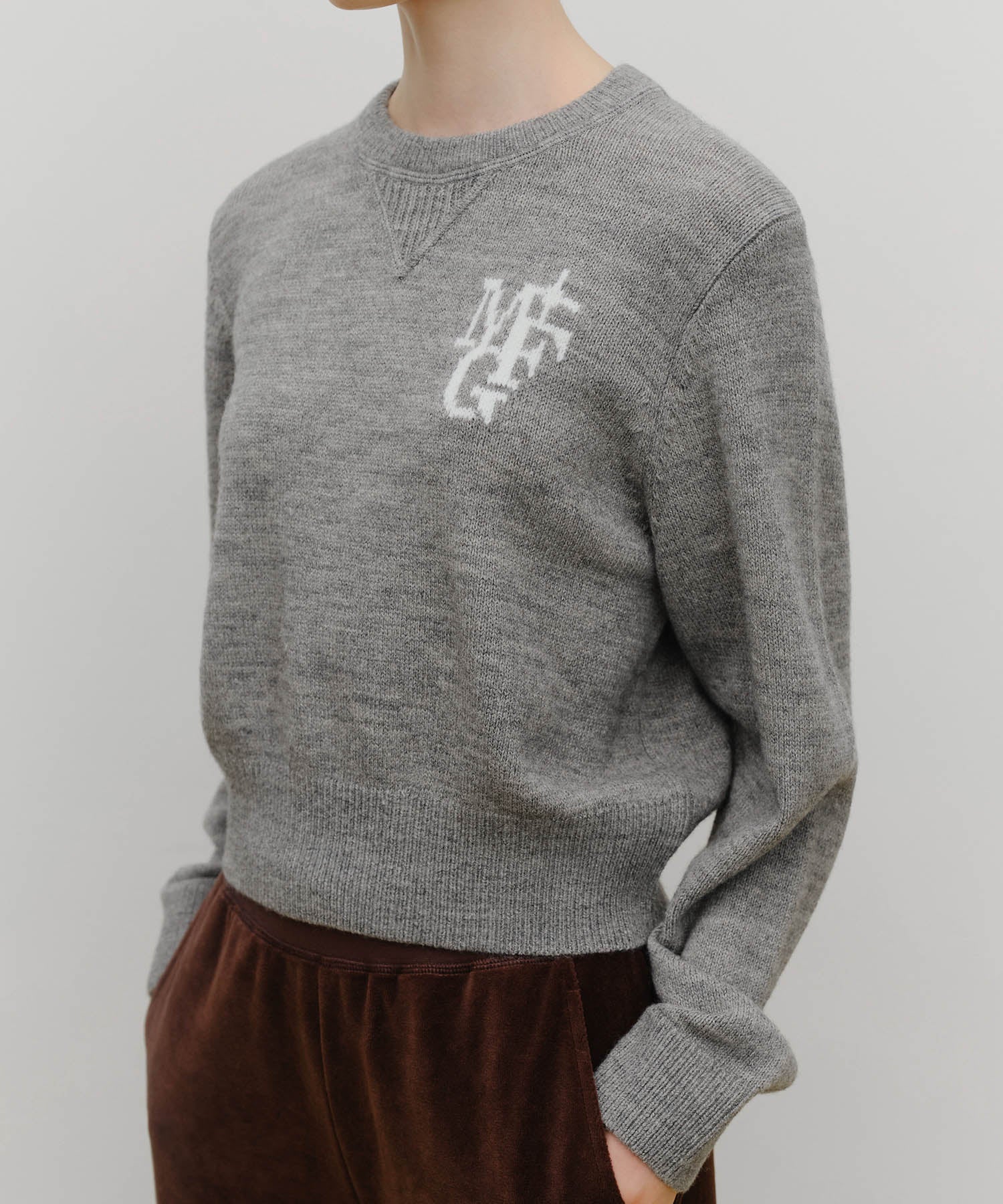 Marithe & Francois Girbaud - Marithe Sport W M+fg Logo Crop Pullover (Melange Gray) product image 4 | TRAB K-Fashion Australia