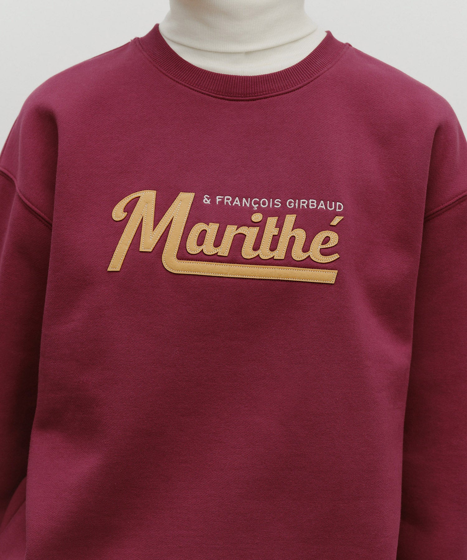 Marithe & Francois Girbaud - Applique Logo Oversized Sweatshirt (brushed) (Burgundy) product image 4 | TRAB K-Fashion Australia