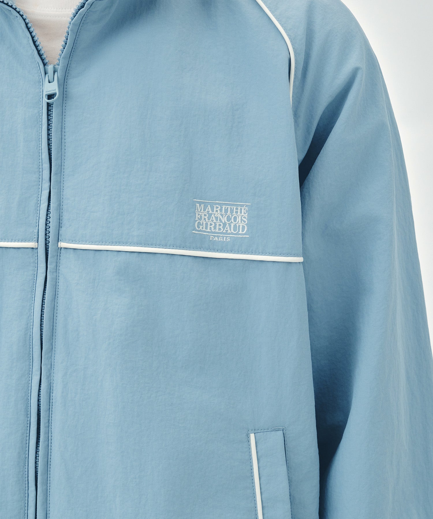 Marithe & Francois Girbaud - Classic Logo High Neck Wind Jacket (Ash Blue) product image 7 | TRAB K-Fashion Australia