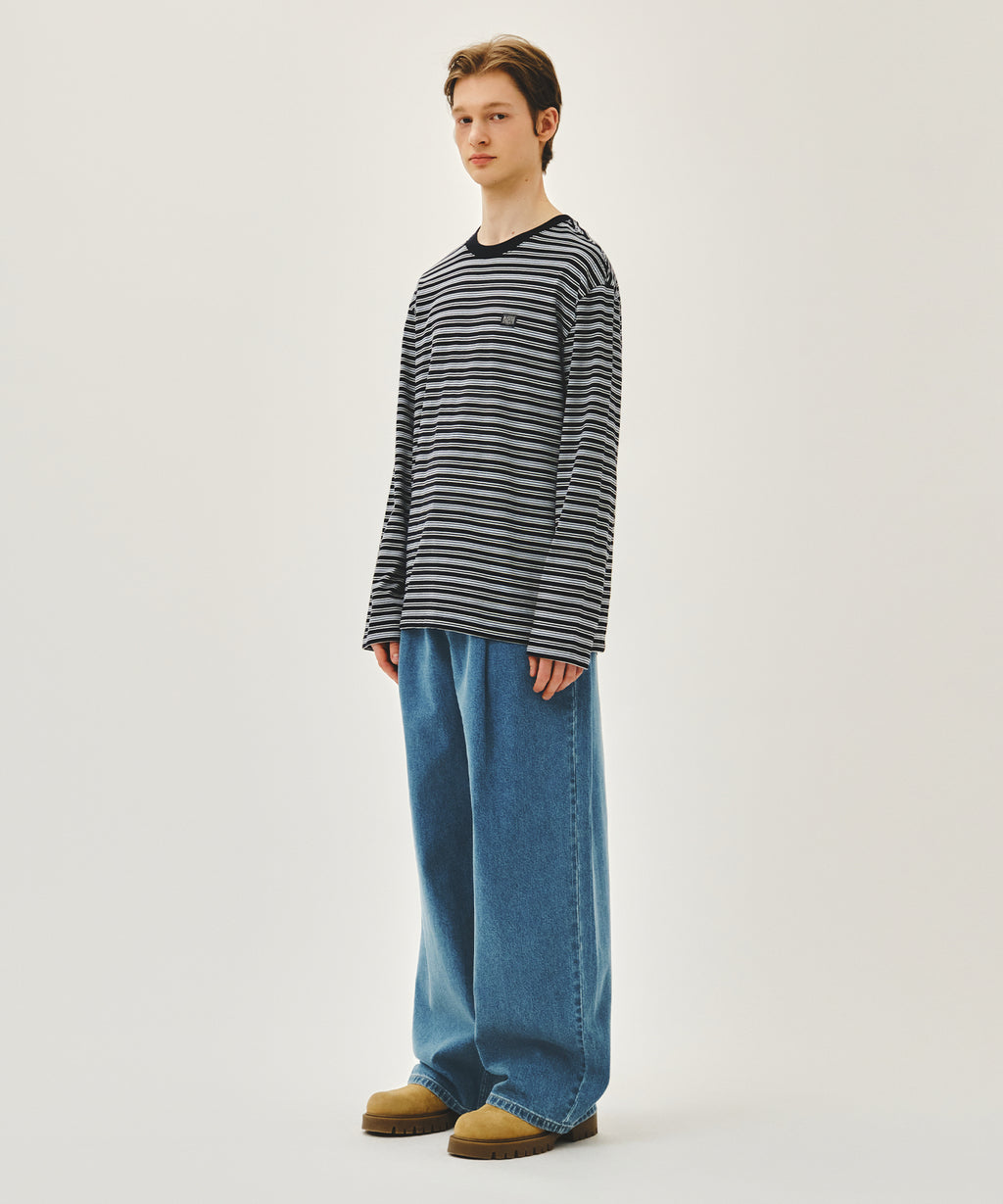 Marithe & Francois Girbaud - New M Low-waist Tuck Wide Denim Pants (Blue) product image 4 | TRAB K-Fashion Australia