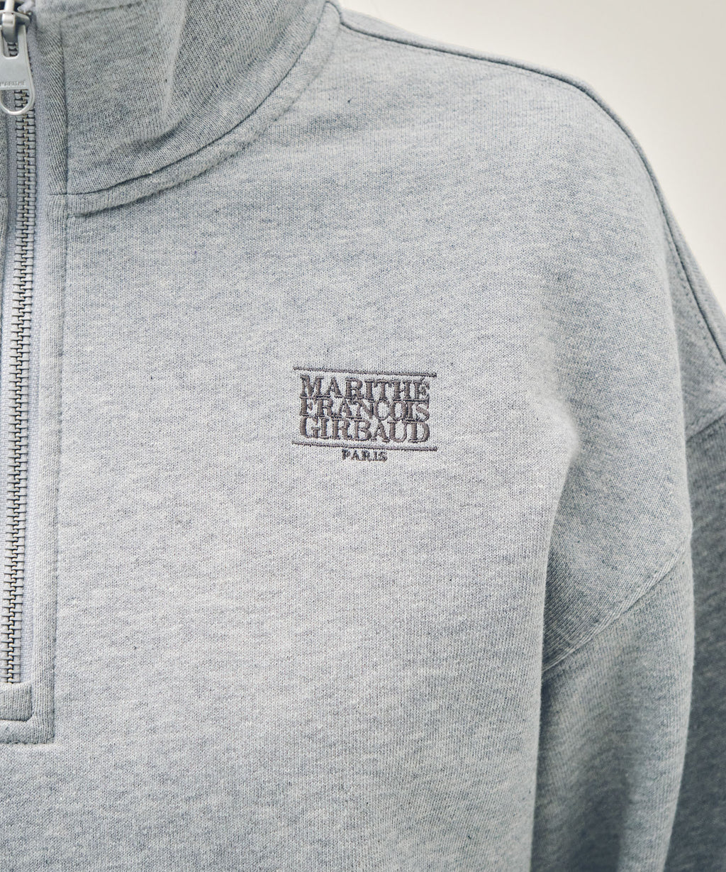 Marithe & Francois Girbaud - Small Classic Logo Half Zipup Crop Sweatshirt (Heather Gray) product image 4 | TRAB K-Fashion Australia