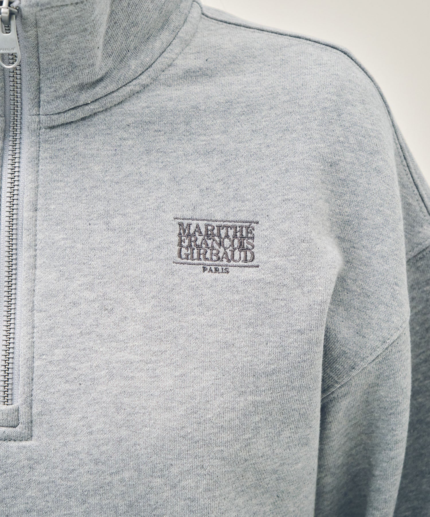 Marithe & Francois Girbaud - Small Classic Logo Half Zipup Crop Sweatshirt (Heather Gray) product image 4 | TRAB K-Fashion Australia