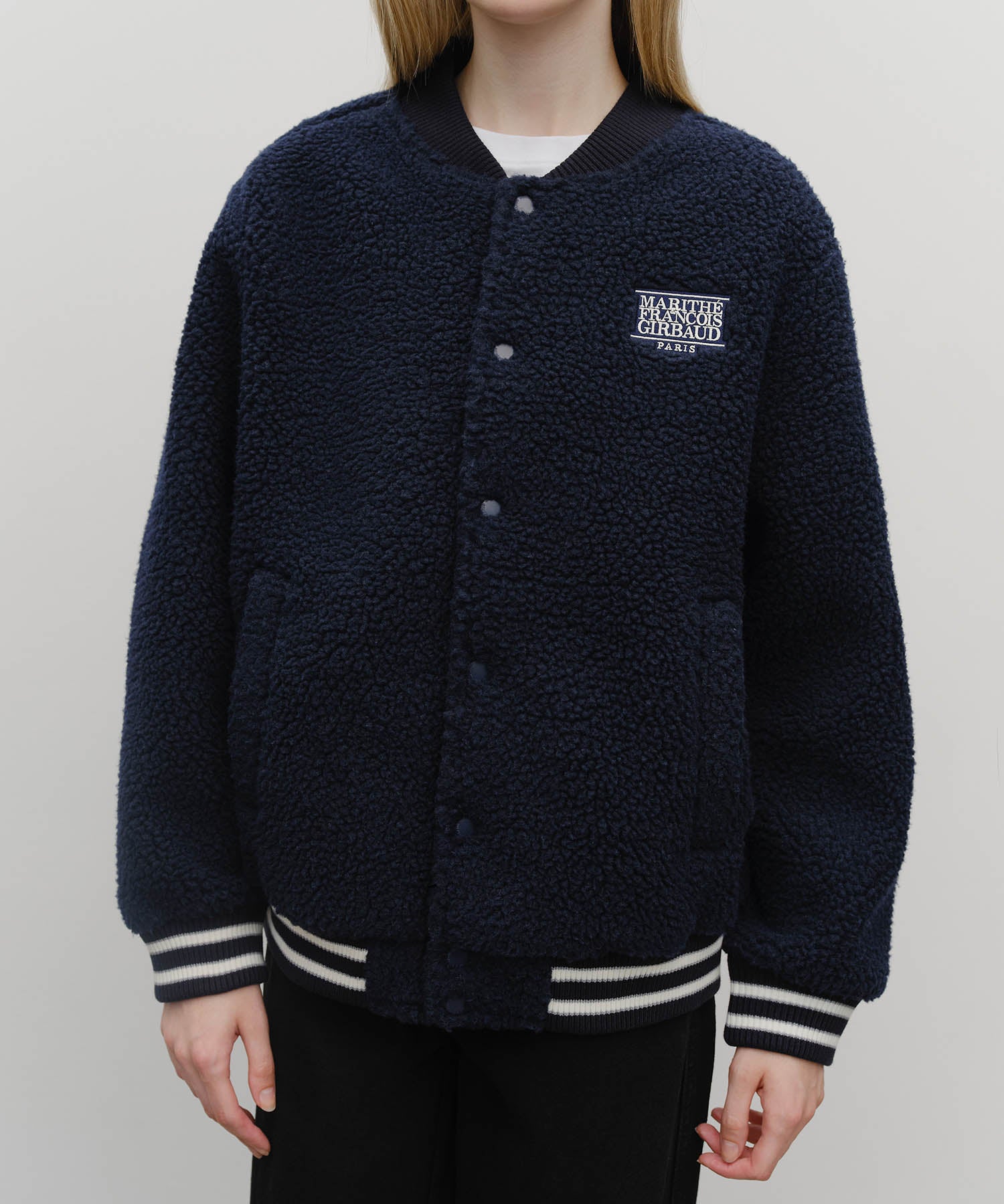 Marithe & Francois Girbaud - Fleece Varsity Jacket (Navy) product image 4 | TRAB K-Fashion Australia