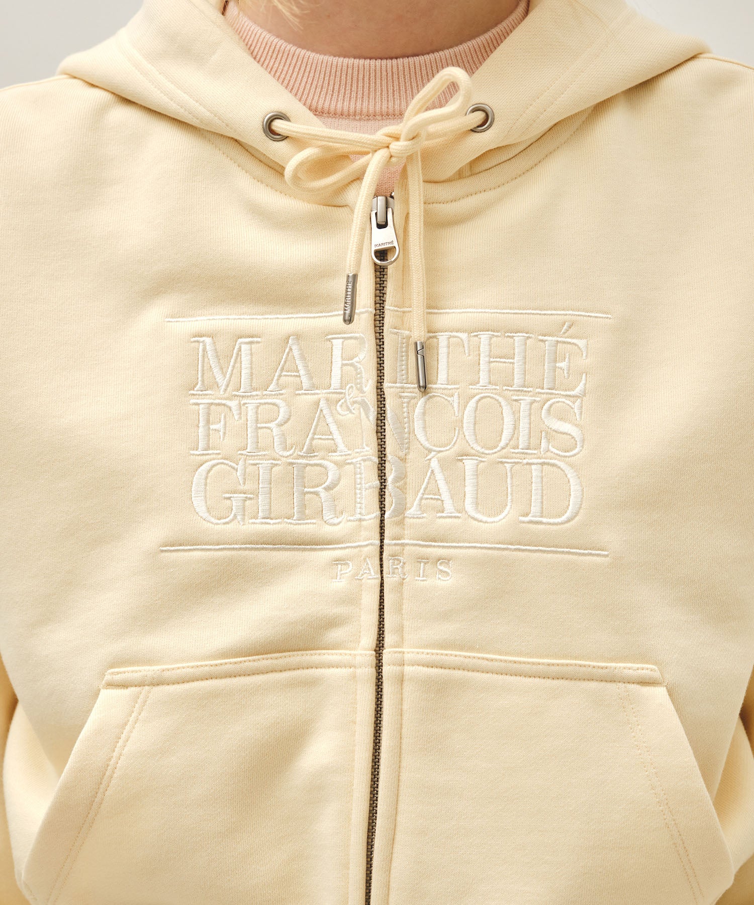 Marithe & Francois Girbaud - Classic Logo Crop Hoodie Zipup (Butter) product image 4 | TRAB K-Fashion Australia