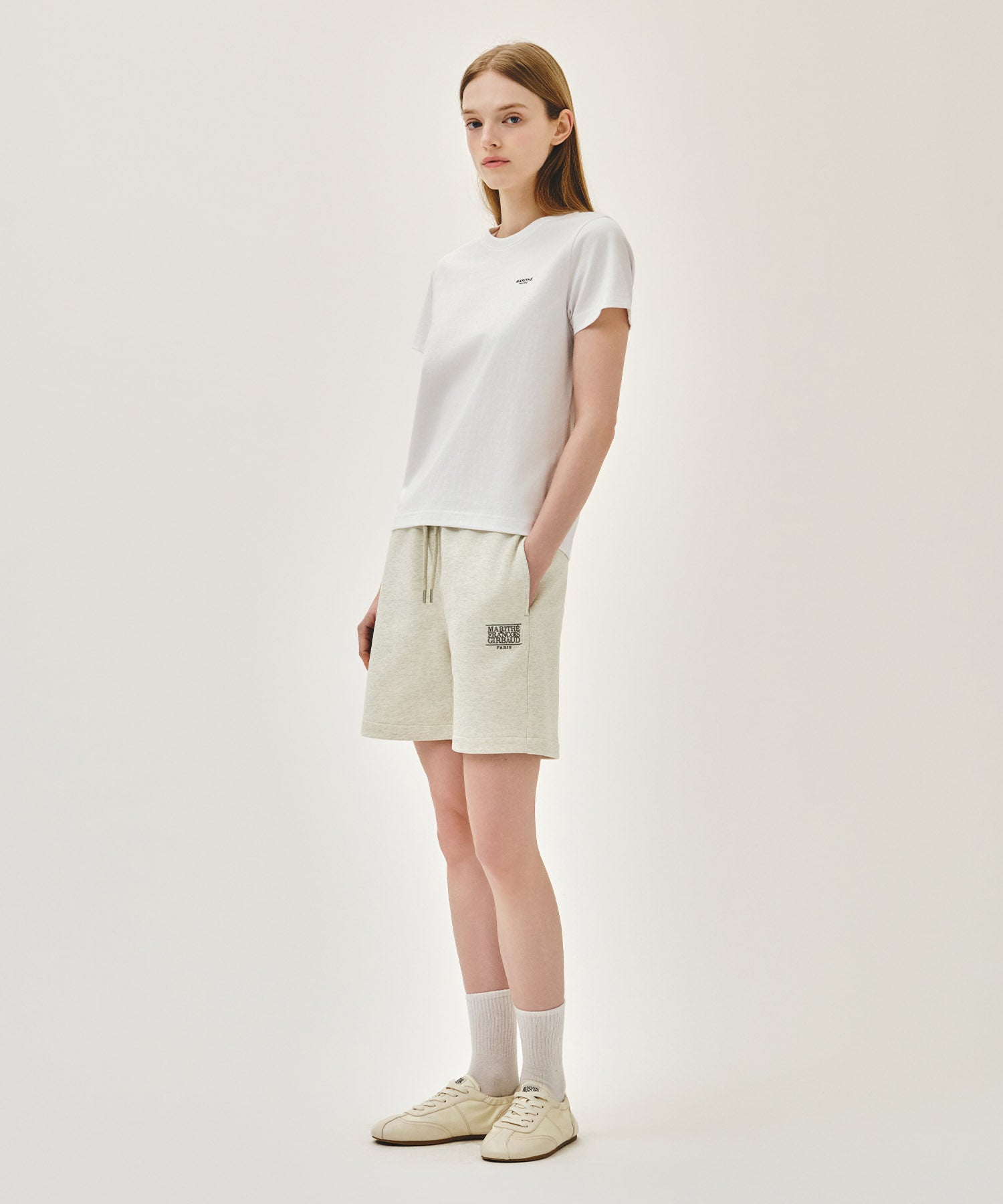 Marithe & Francois Girbaud - Classic Logo Sweat Shorts (Oatmeal) product image 6 | TRAB K-Fashion Australia
