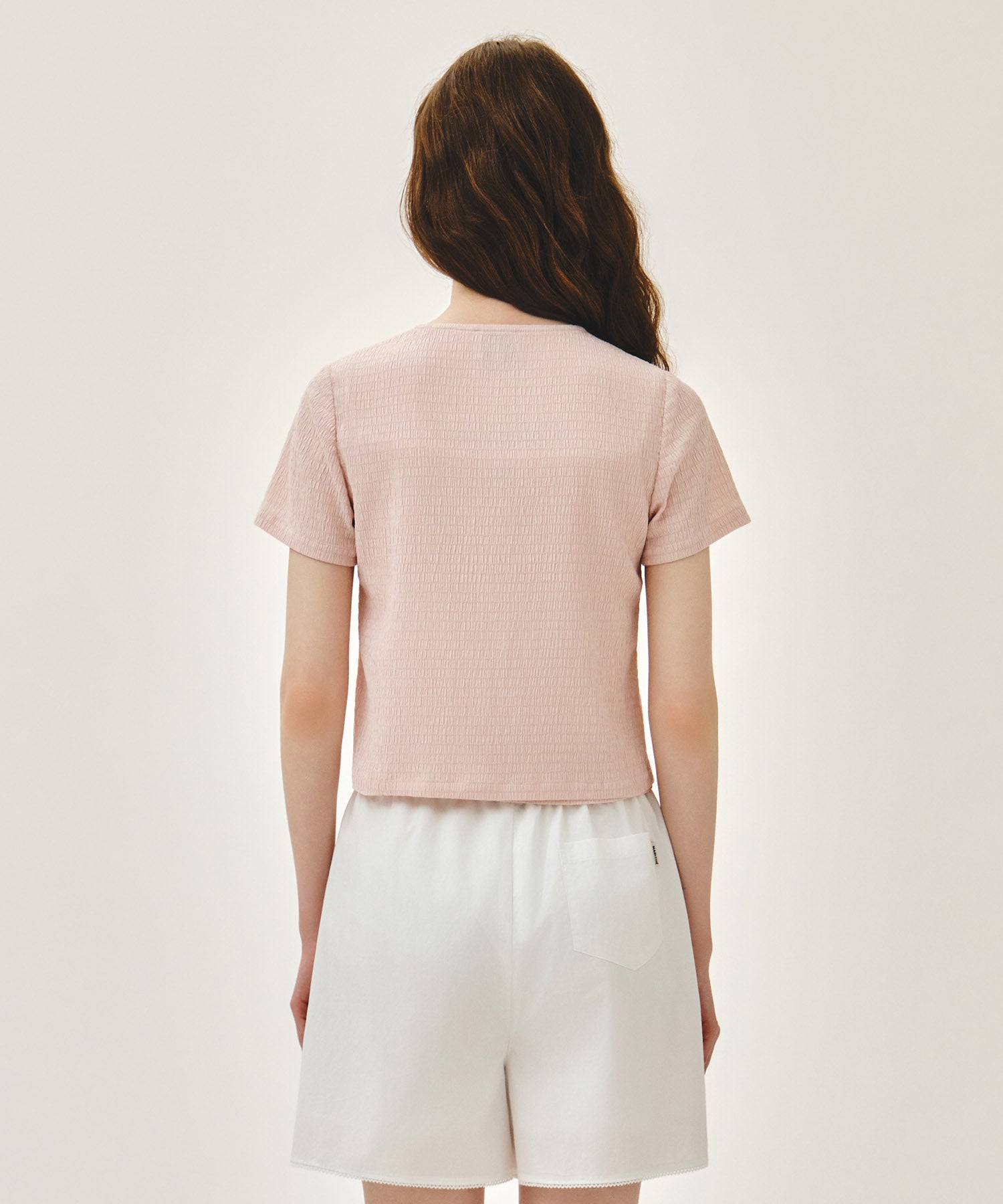 Marithe & Francois Girbaud - Crinkle Sleeveless + Cardigan Set (Pink) product image 4 | TRAB K-Fashion Australia