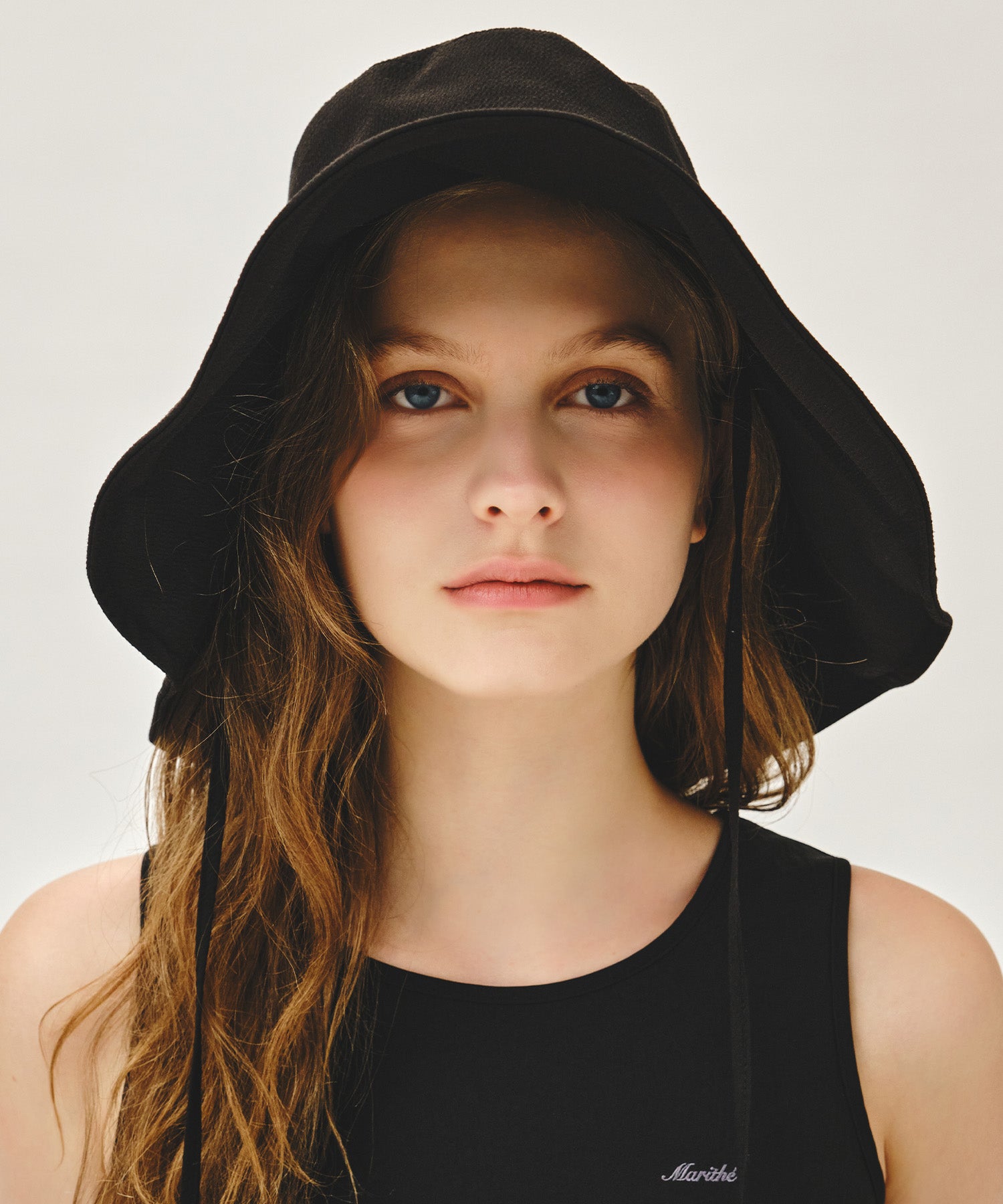 Marithe & Francois Girbaud - Strap Seersucker Wide Bucket Hat (Black) product image 4 | TRAB K-Fashion Australia