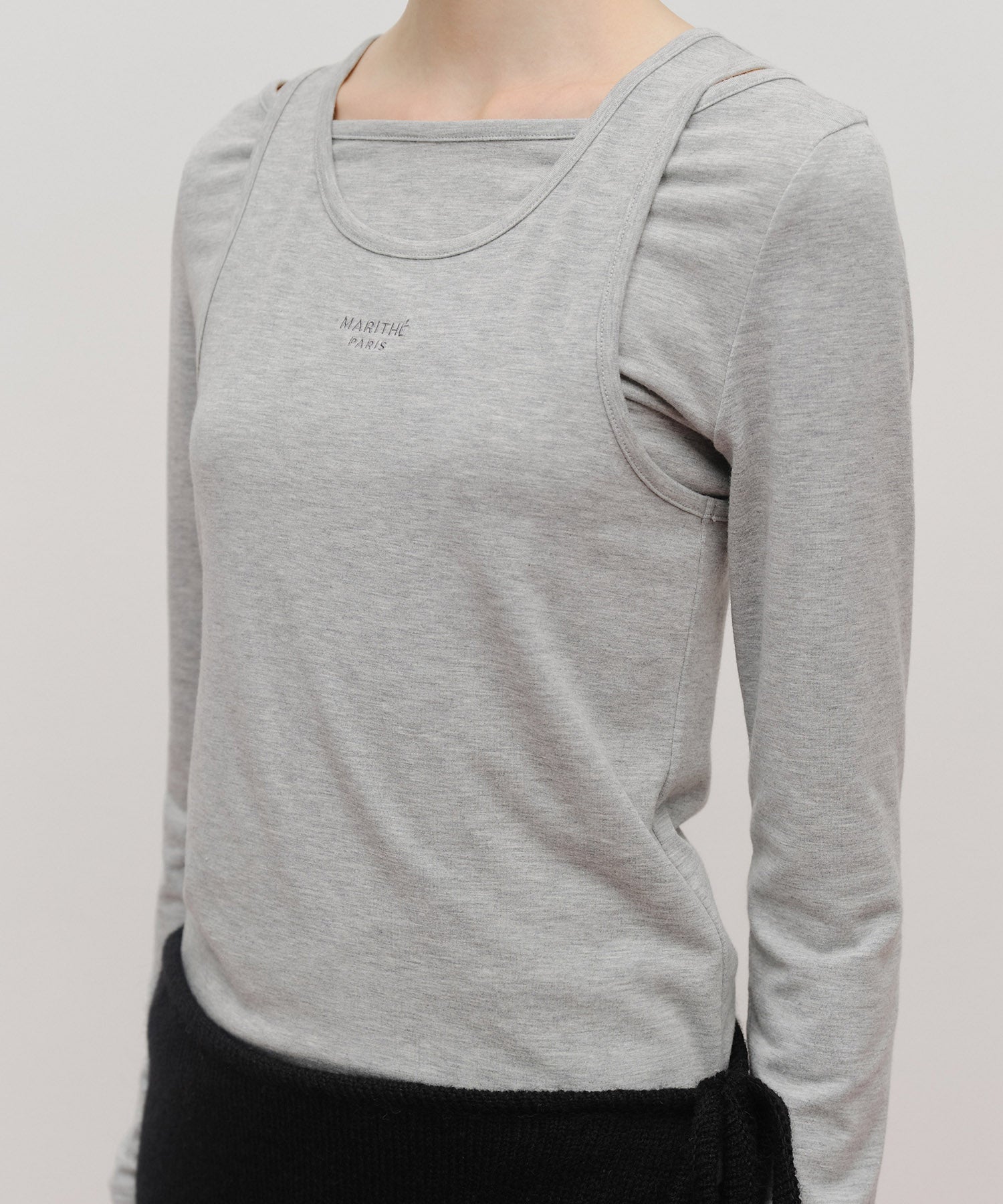 Marithe & Francois Girbaud - Layered Jersey Long Sleeve (Light Heather Gray) product image 4 | TRAB K-Fashion Australia
