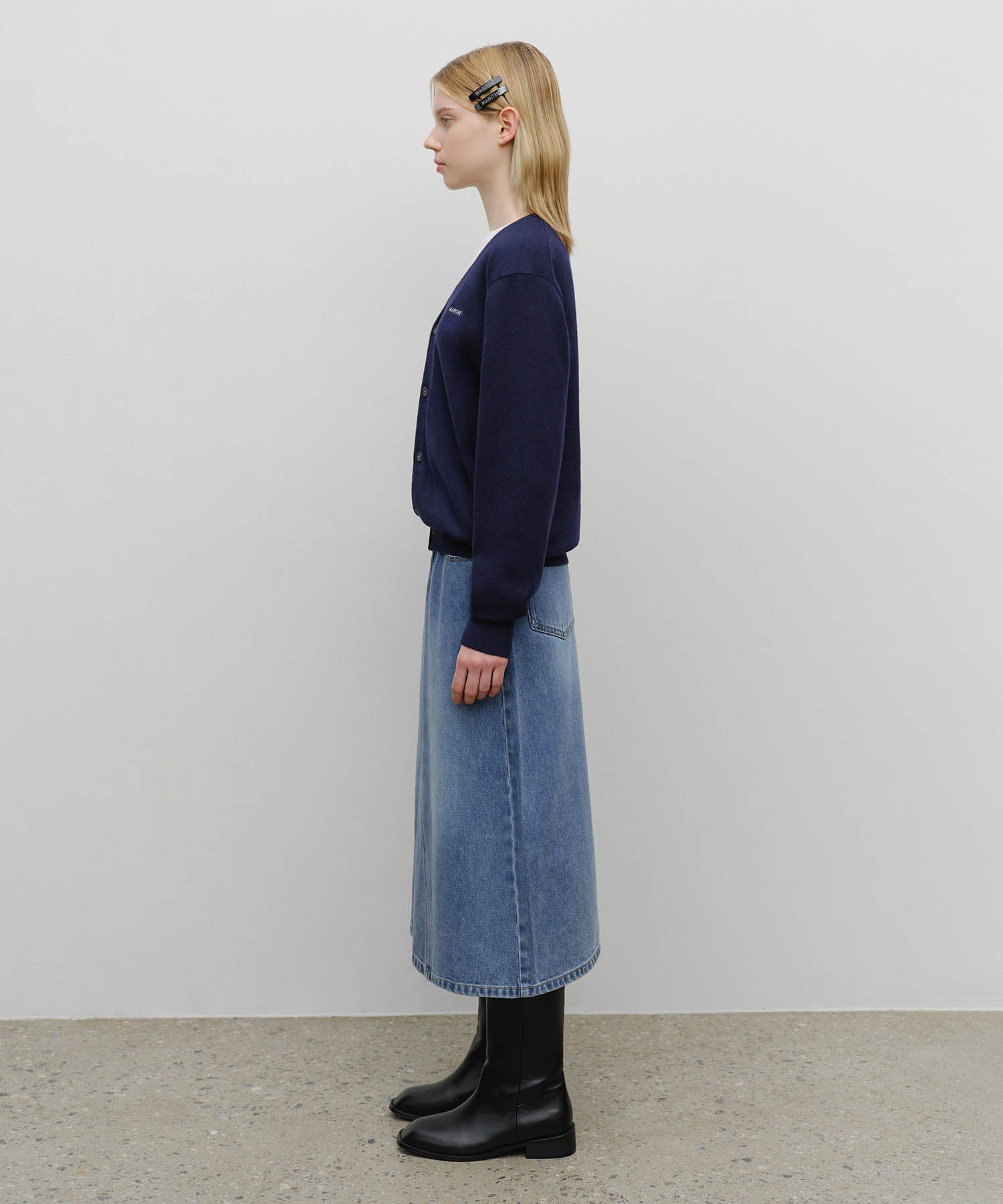 Marithe & Francois Girbaud - A-line Denim Midi Skirt (Light Blue) product image 4 | TRAB K-Fashion Australia