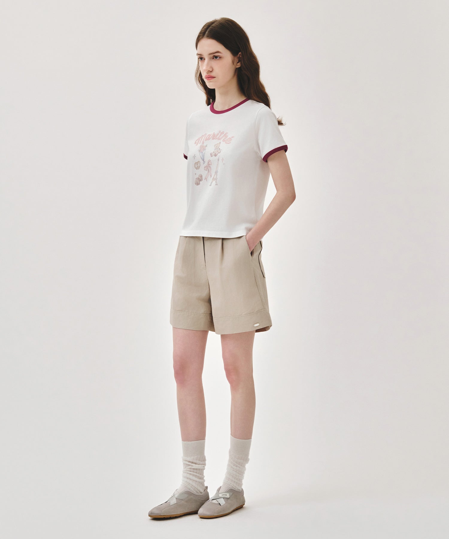 Marithe & Francois Girbaud - Easy Linen Shorts (Light Beige) product image 4 | TRAB K-Fashion Australia