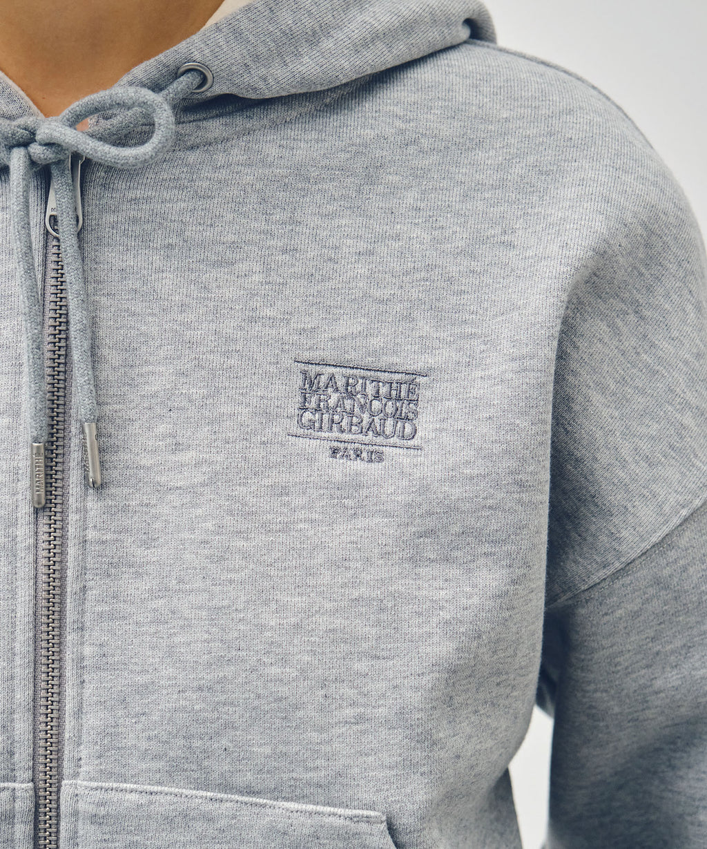 Marithe & Francois Girbaud - Back Classic Logo Crop Hoodie Zipup (Heather Gray) product image 4 | TRAB K-Fashion Australia