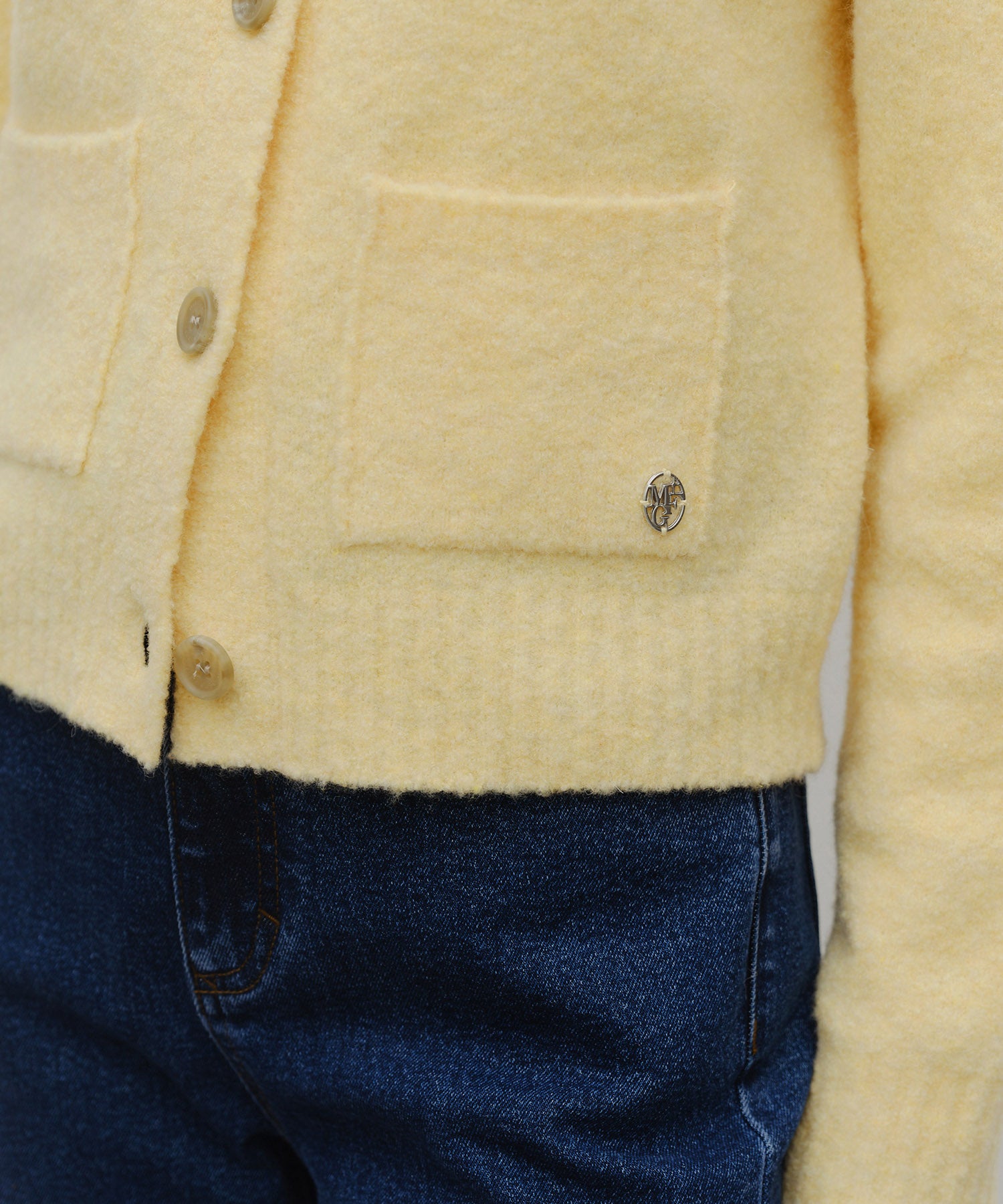 Marithe & Francois Girbaud - 3 Pocket Boucle Cardigan (Yellow) product image 4 | TRAB K-Fashion Australia