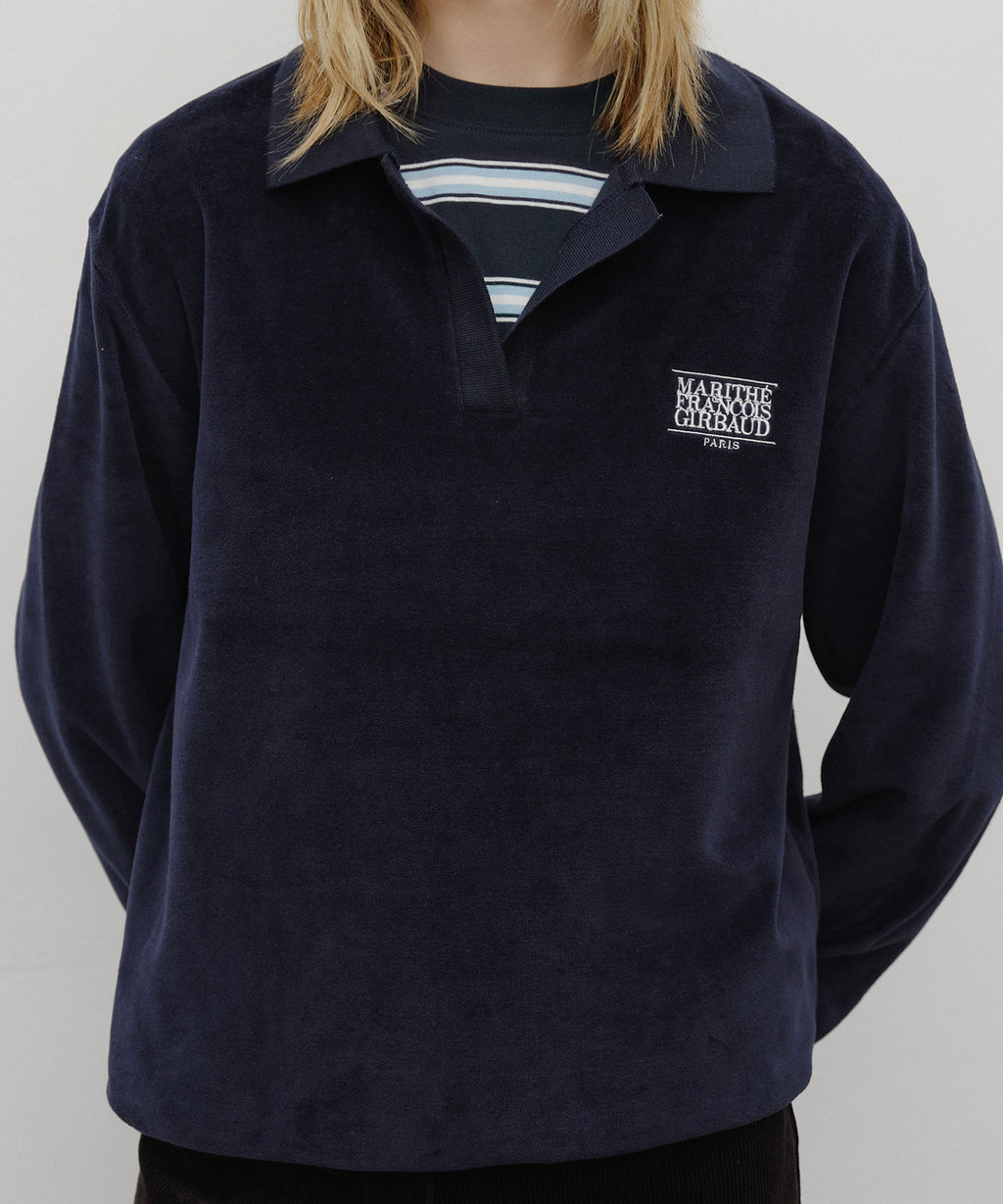 Marithe & Francois Girbaud - Classic Logo Collared Velour Sweatshirt (Navy) product image 4 | TRAB K-Fashion Australia