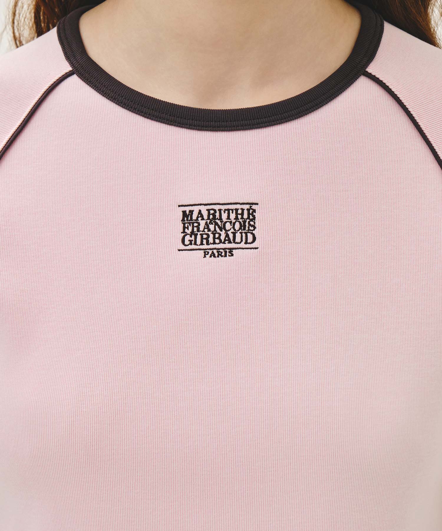 Marithe & Francois Girbaud - Aerocool Small Classic Logo Ringer Slim Crop Tee (Pink) product image 4 | TRAB K-Fashion Australia