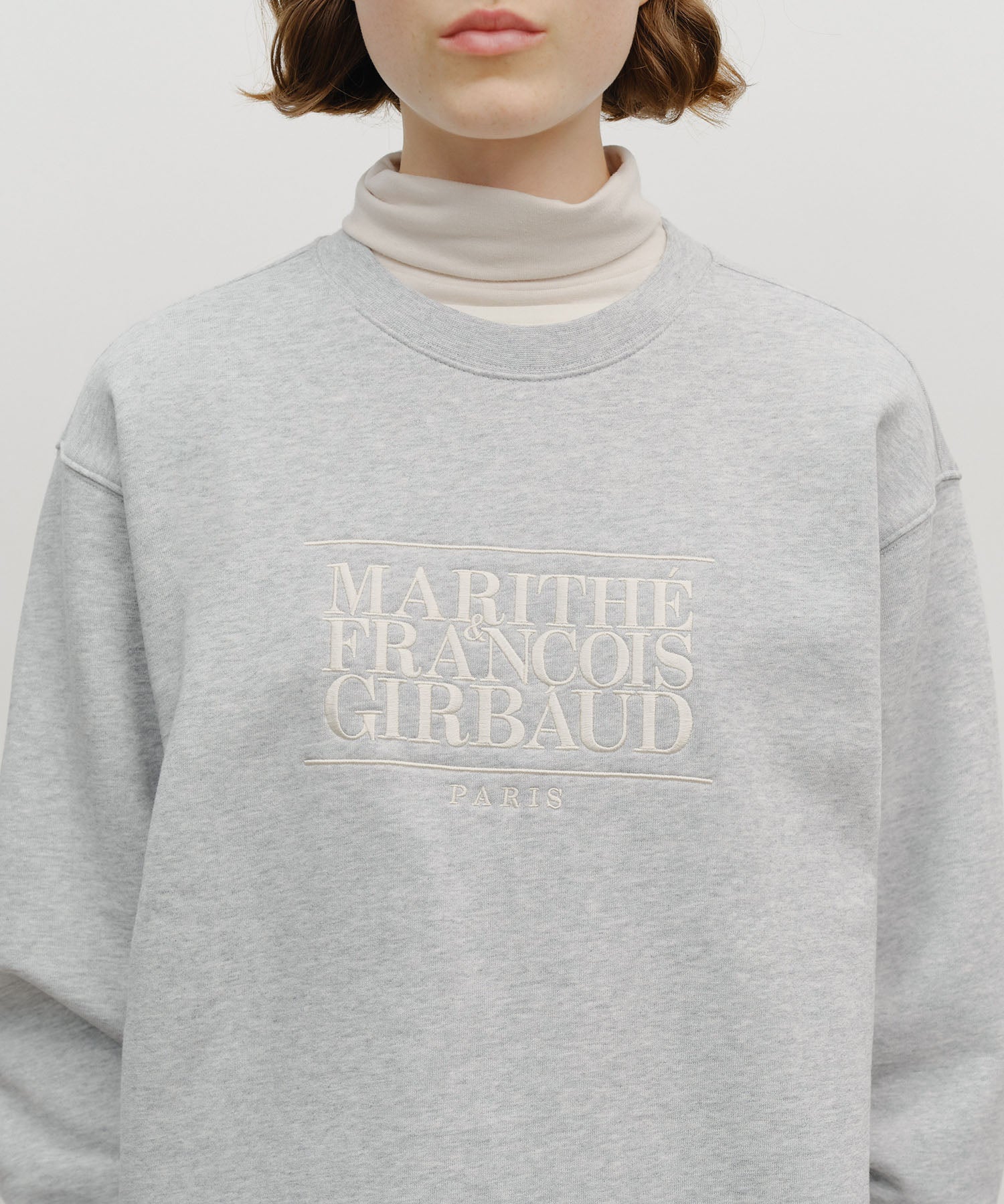 Marithe & Francois Girbaud - Classic Logo Embroidery Sweatshirt (brushed) (Heather Gray) product image 4 | TRAB K-Fashion Australia