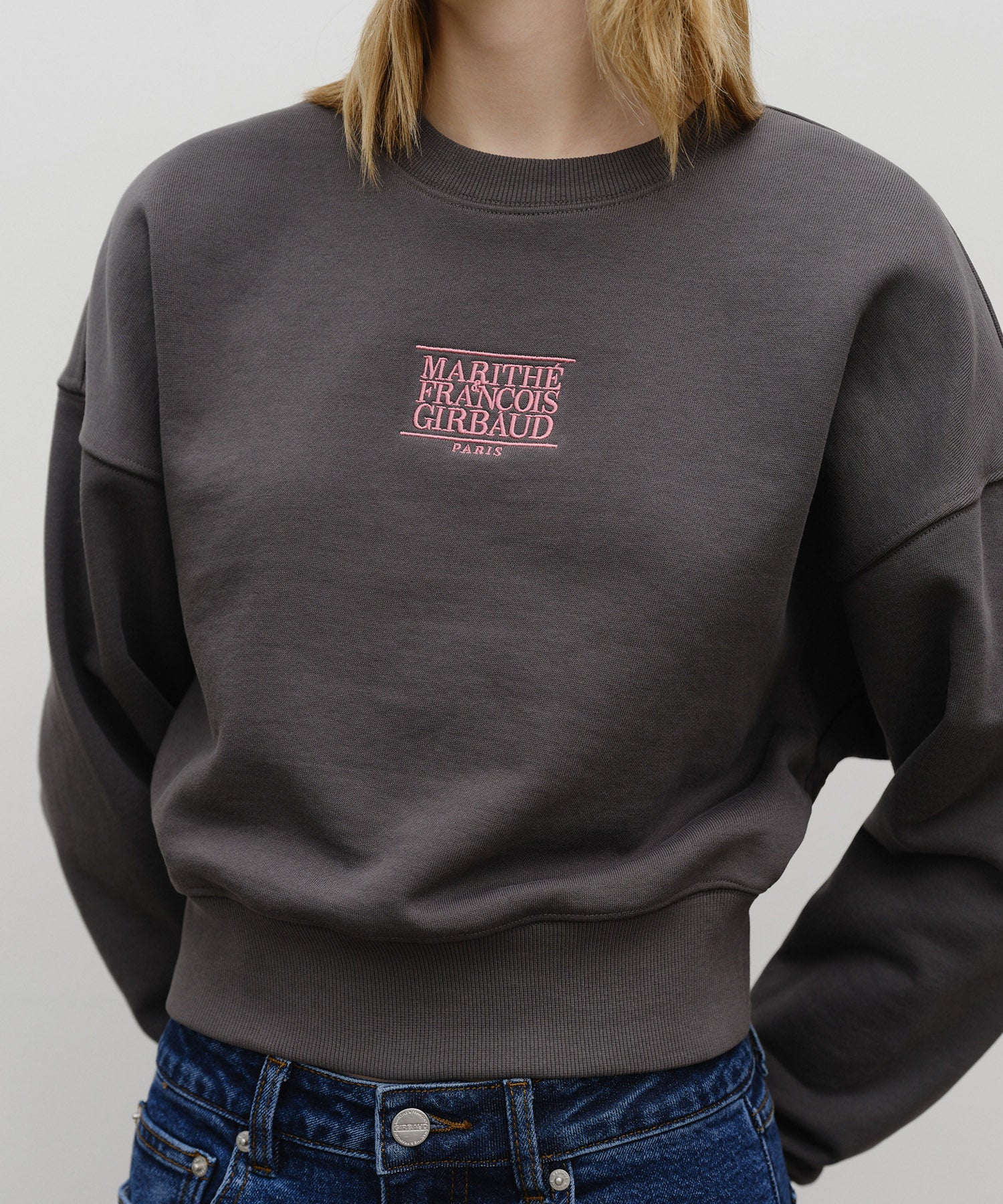 Marithe & Francois Girbaud - Small Classic Logo Crop Sweatshirt (Charcoal) product image 4 | TRAB K-Fashion Australia