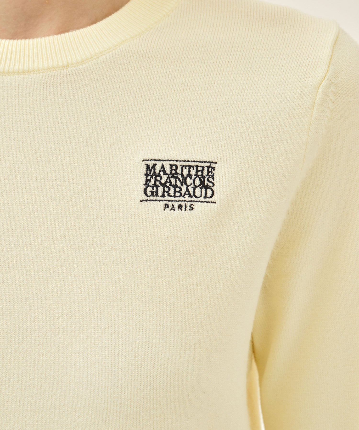 Marithe & Francois Girbaud - Small Classic Logo Crop Knit Pullover (Ivory) product image 6 | TRAB K-Fashion Australia