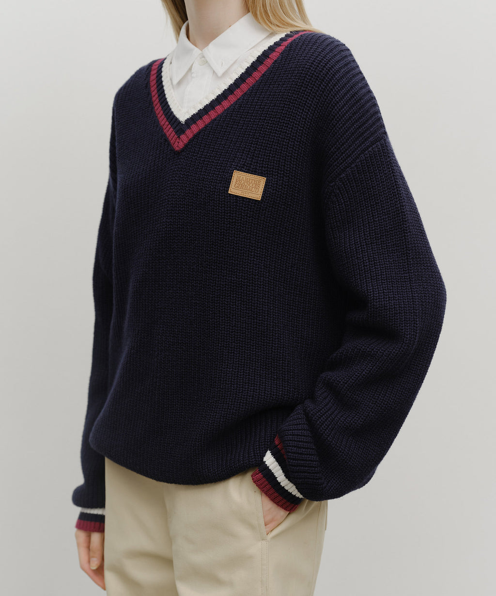 Marithe & Francois Girbaud - V Neck Knit Pullover (Navy) product image 4 | TRAB K-Fashion Australia