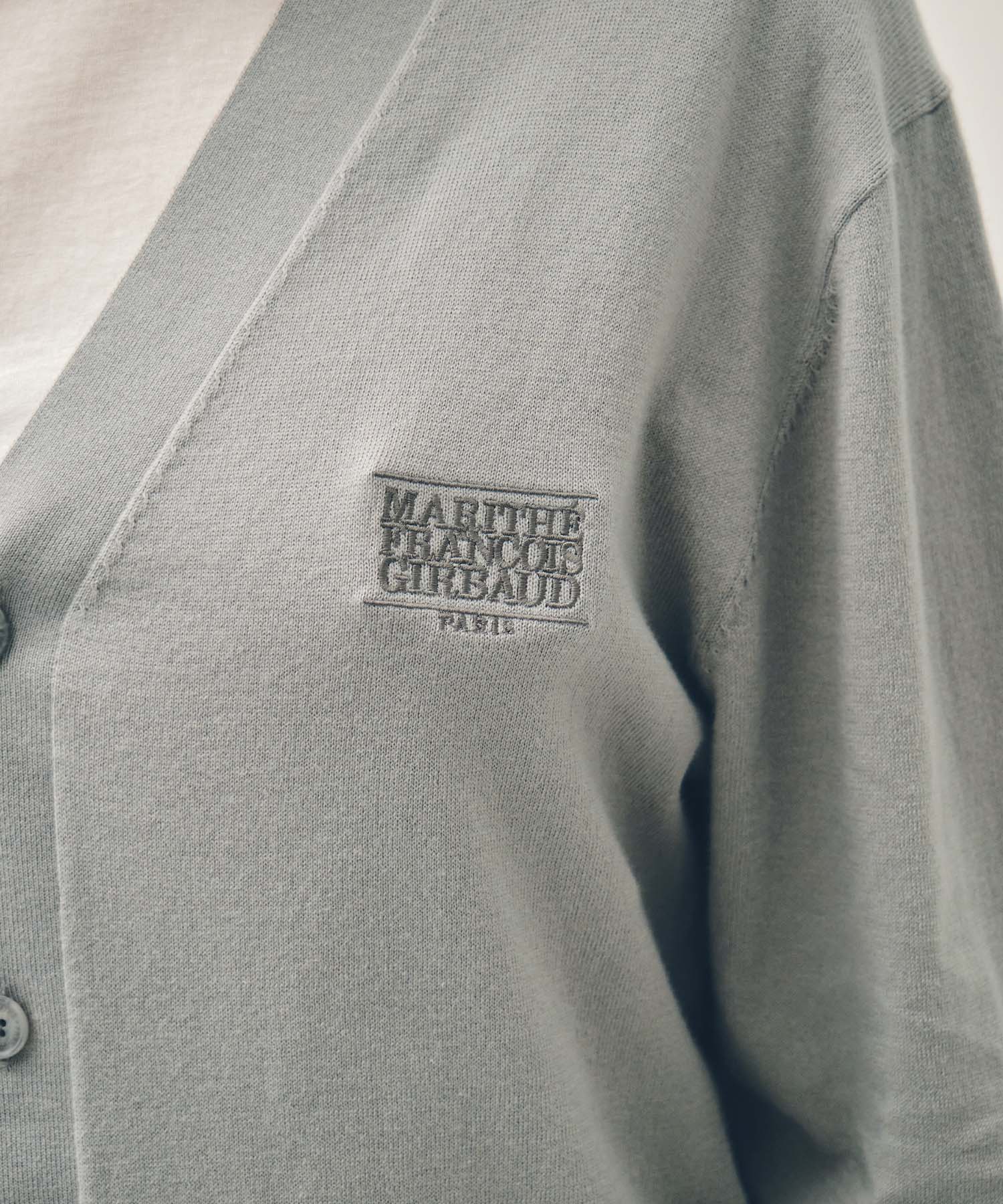 Marithe & Francois Girbaud - Small Classic Logo V-neck Knit Cardigan (Gray) product image 4 | TRAB K-Fashion Australia