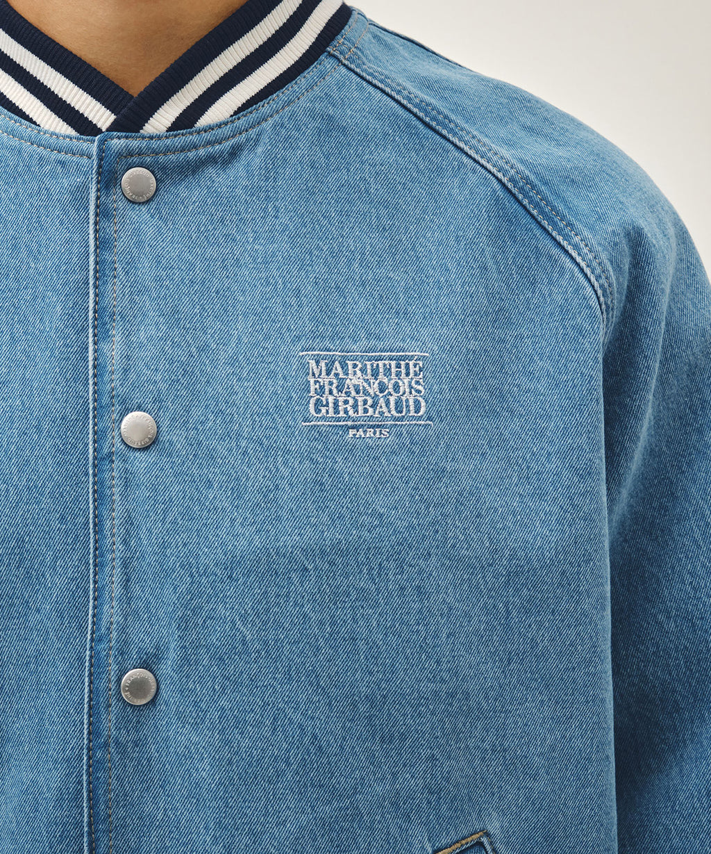 Marithe & Francois Girbaud - Classic Logo Raglan Denim Varsity Jacket (Light Blue) product image 4 | TRAB K-Fashion Australia