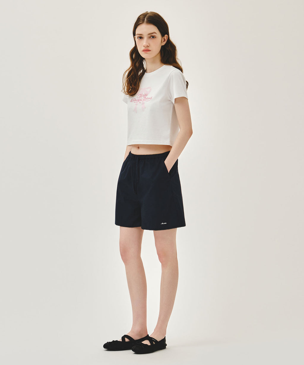 Marithe & Francois Girbaud - Lace Hem Shorts (Dark Navy) product image 4 | TRAB K-Fashion Australia