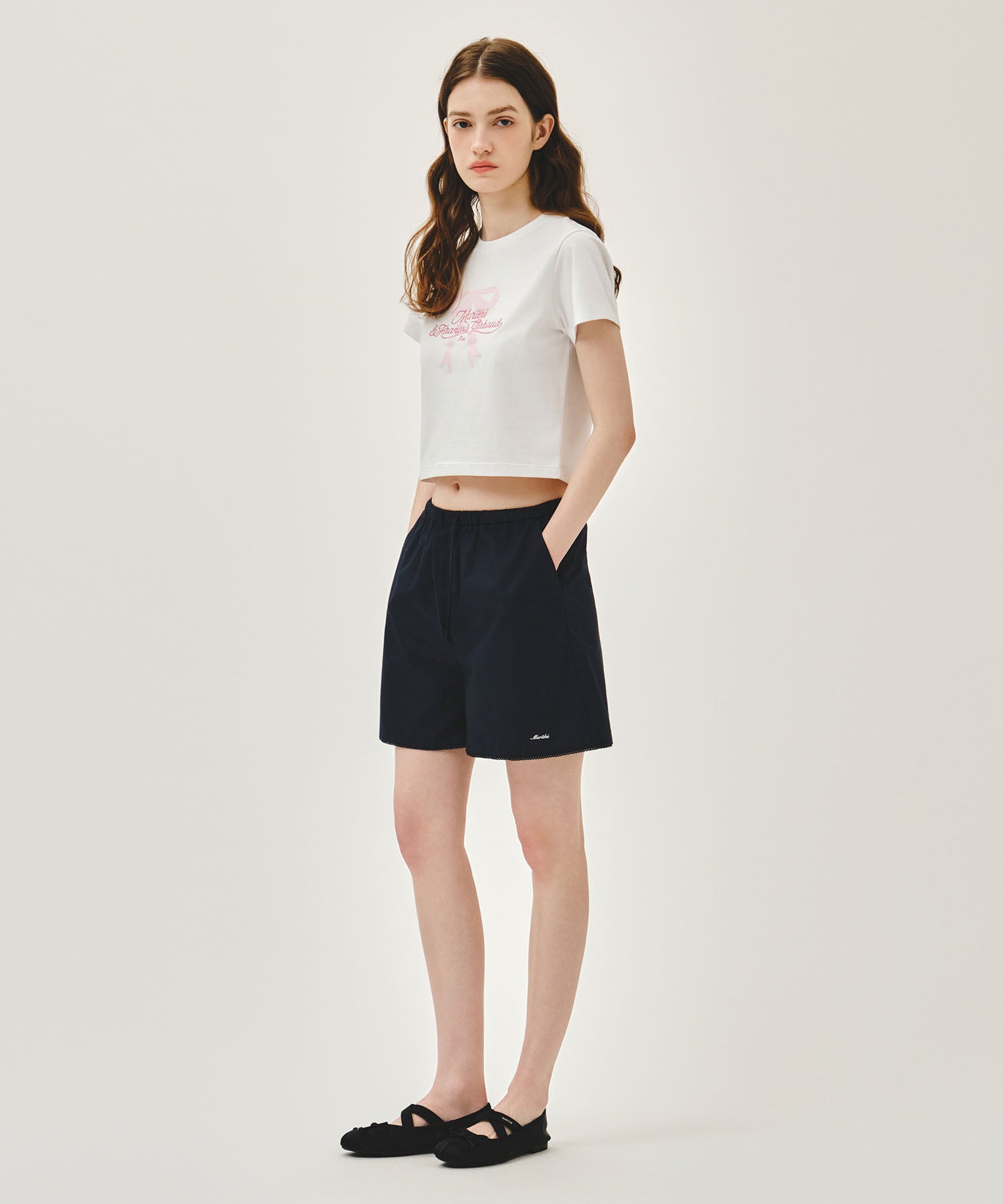 Marithe & Francois Girbaud - Lace Hem Shorts (Dark Navy) product image 4 | TRAB K-Fashion Australia