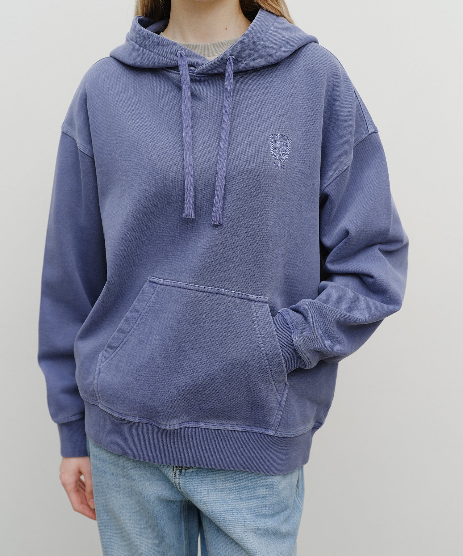 Marithe & Francois Girbaud - Crest Logo Garment Dyed Oversized Hoodie (Navy) product image 4 | TRAB K-Fashion Australia