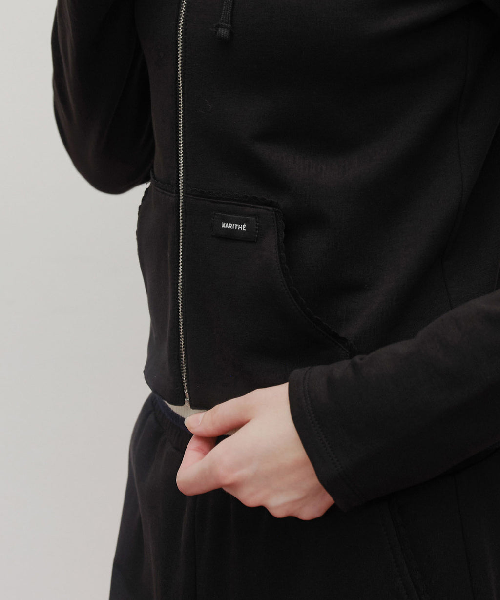 Marithe & Francois Girbaud - Slim Fit Crop Hoodie Zipup (Black) product image 4 | TRAB K-Fashion Australia