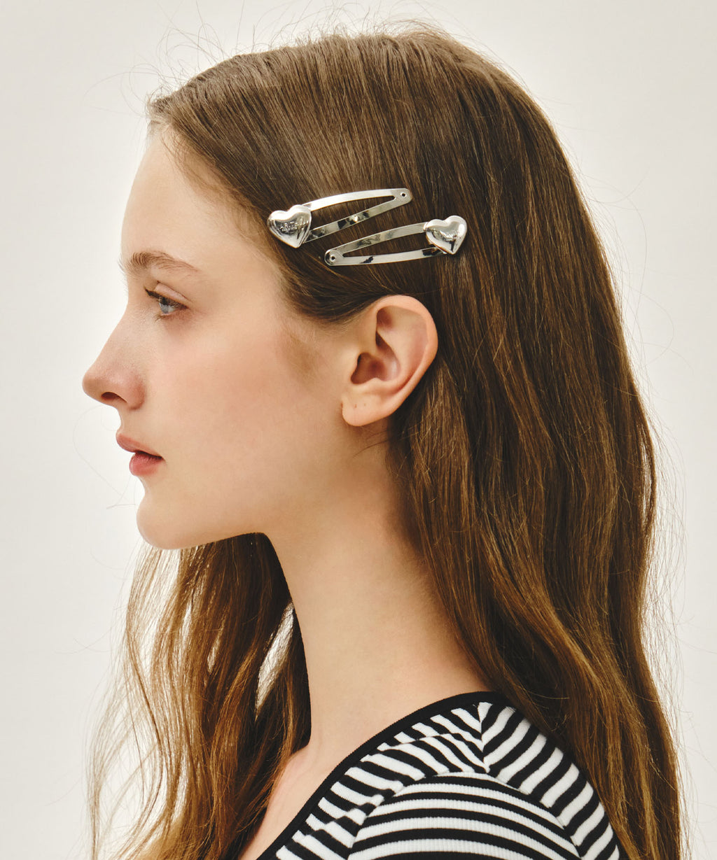 Marithe & Francois Girbaud - Regular Logo Heart Hair Pin 2pack (Silver) product image 4 | TRAB K-Fashion Australia