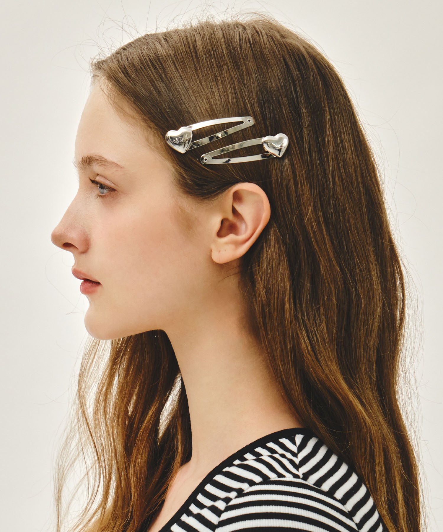 Marithe & Francois Girbaud - Regular Logo Heart Hair Pin 2pack (Silver) product image 4 | TRAB K-Fashion Australia