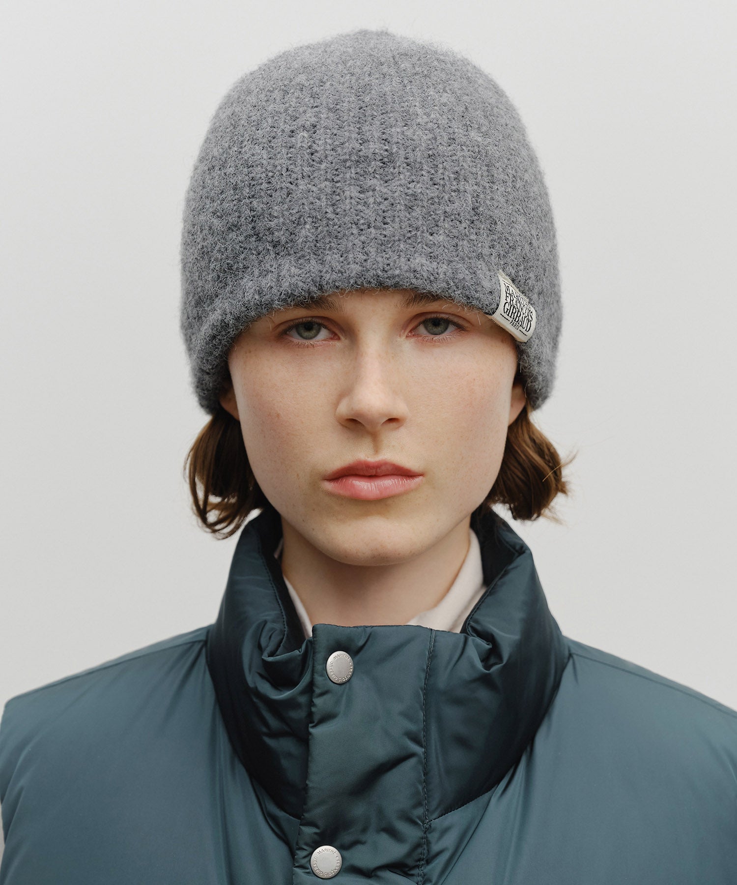 Marithe & Francois Girbaud - Classic Logo Hairy Beanie (Charcoal) product image 4 | TRAB K-Fashion Australia