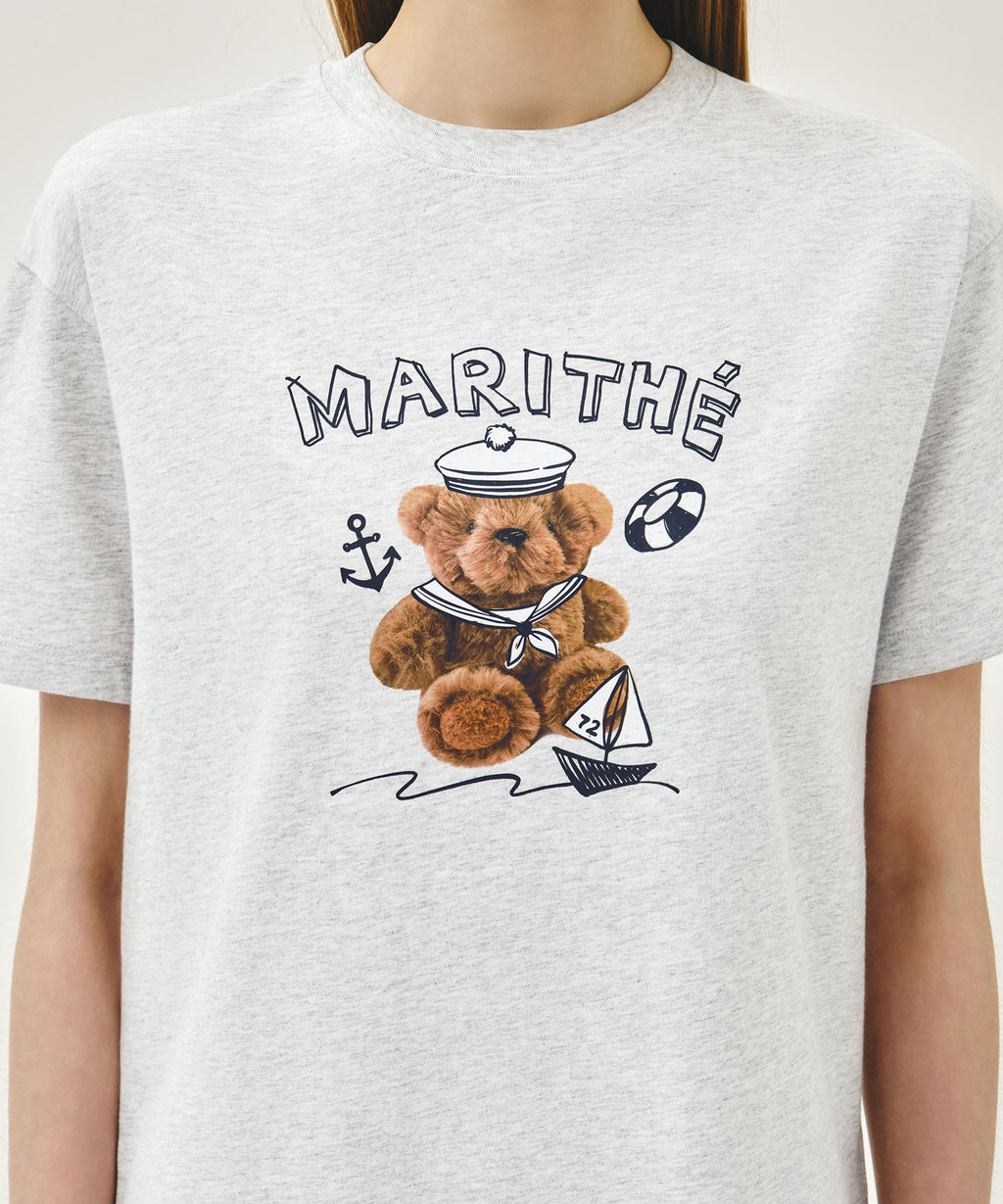 Marithe & Francois Girbaud - Marine Drawing Doodle Graphic Tee (Light Heather Gray) product image 4 | TRAB K-Fashion Australia