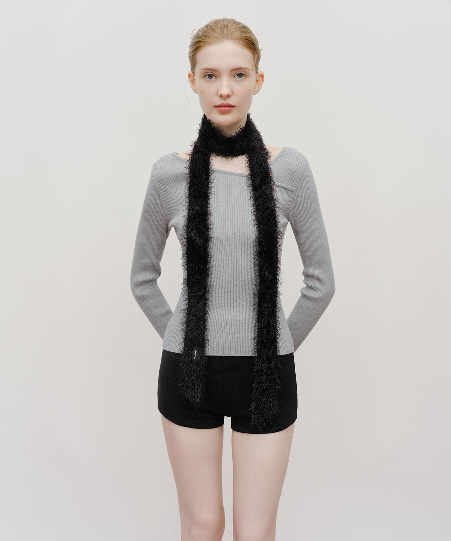 Marithe & Francois Girbaud - Regular Logo Slim Muffler (Black) product image 4 | TRAB K-Fashion Australia