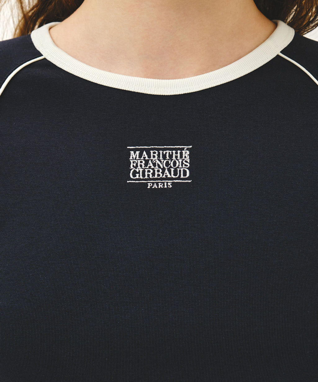 Marithe & Francois Girbaud - Aerocool Small Classic Logo Ringer Slim Crop Tee (Navy) product image 4 | TRAB K-Fashion Australia